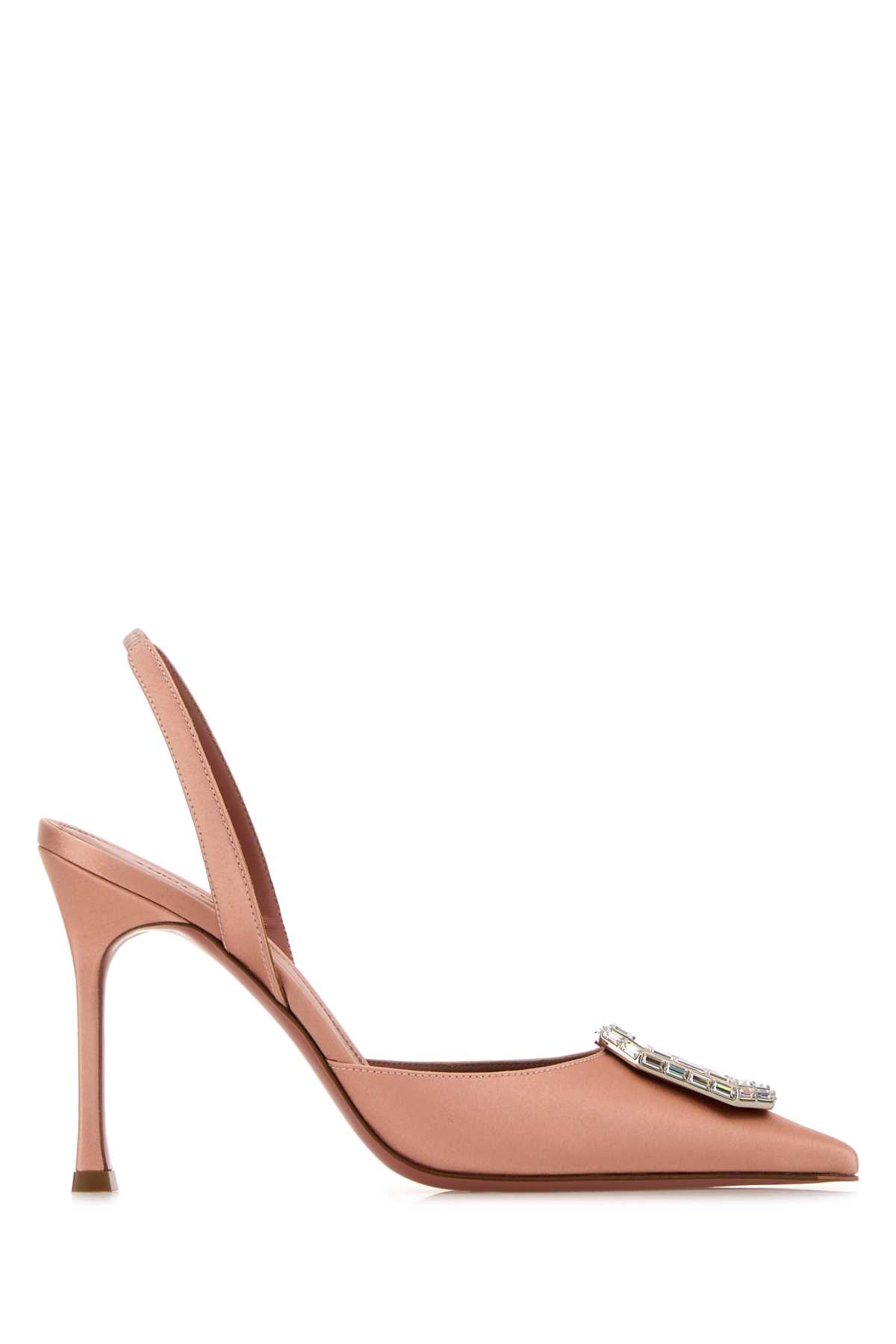 Amina Muaddi Pink Satin Camelia Pumps Powder90mmsrheel Scarpe Con Tacco – Women