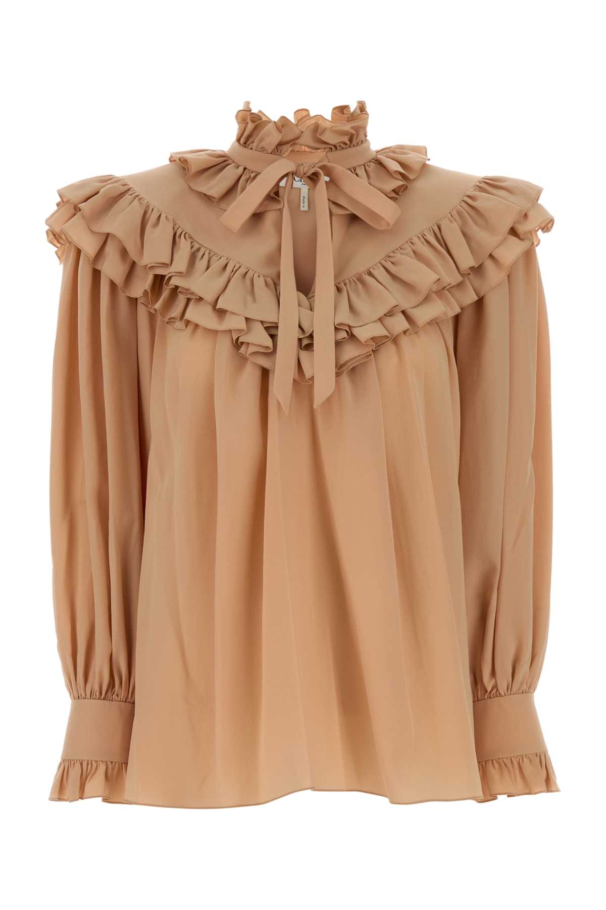 Chloé Peach Silk Blouse Sandbrown Maglie – Women
