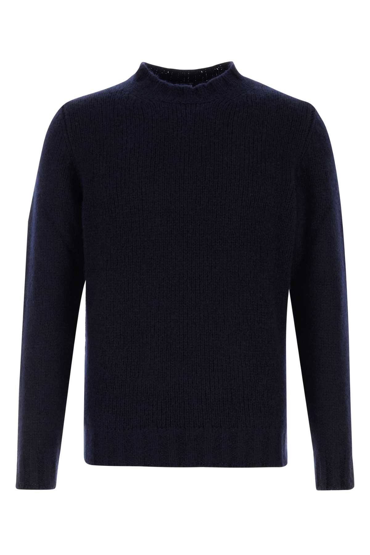 Fedeli Navy Blue Cashmere Blend Sweater Exterior: Silk Maglieria – Men