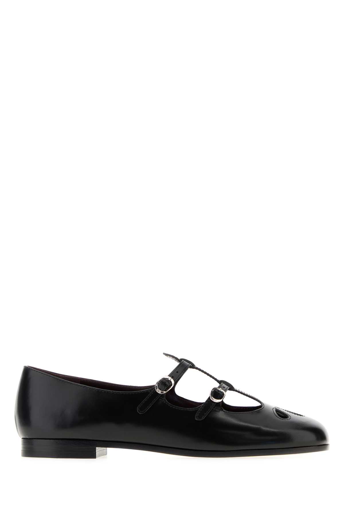 Tory Burch Black Leather Violet Ballerinas 001 Ballerine – Women