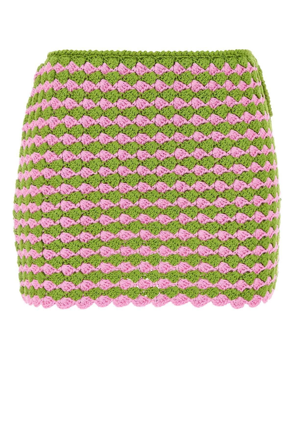 Prada Two-Tone Crochet Mini Skirt Pistacchio+rosa Co-trochusniloticus Gonne – Women