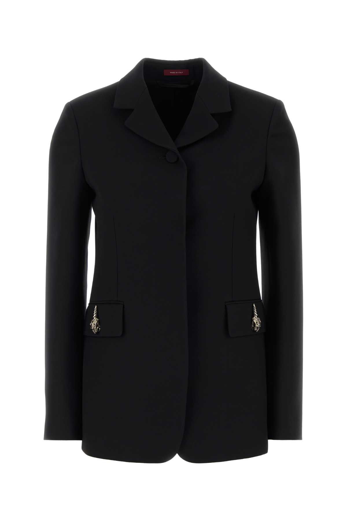 Gucci Black Cady Blazer Silk Mix Giacche E Gilet – Women