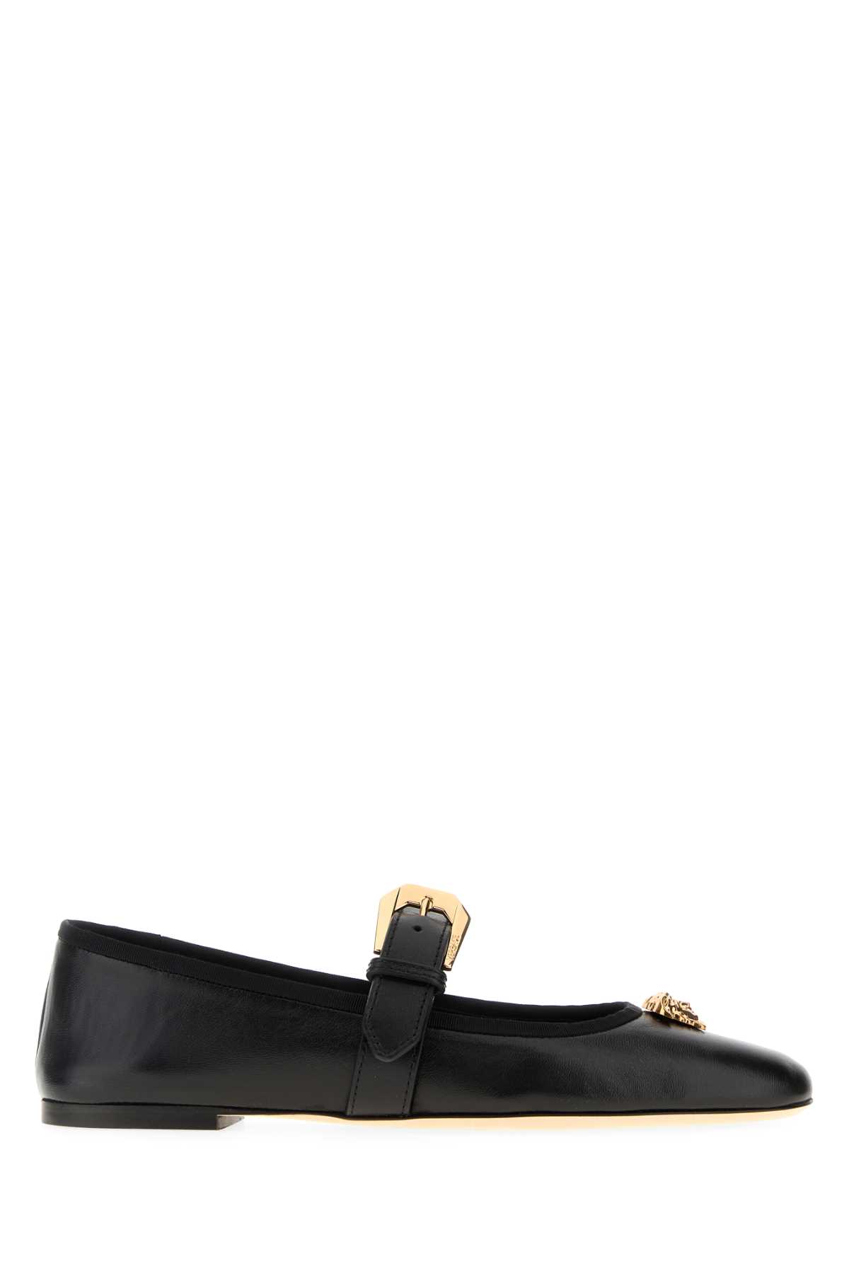 Black Nappa Leather Ballerinas Blackversacegold 2.trim:cotton Ballerine – Women