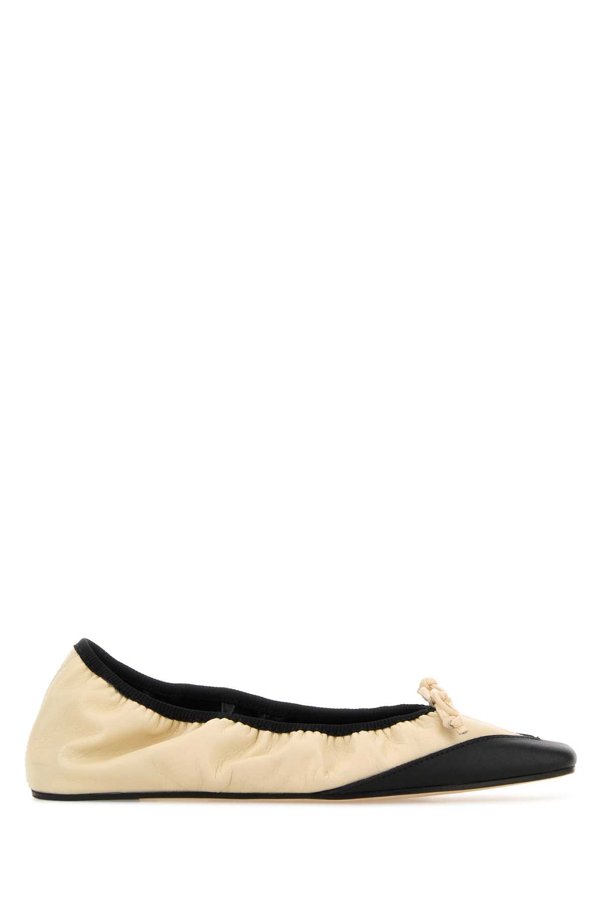 Armarium Ivory Nappa Leather Camilla Ballerinas Cream & Black Ballerine – Women