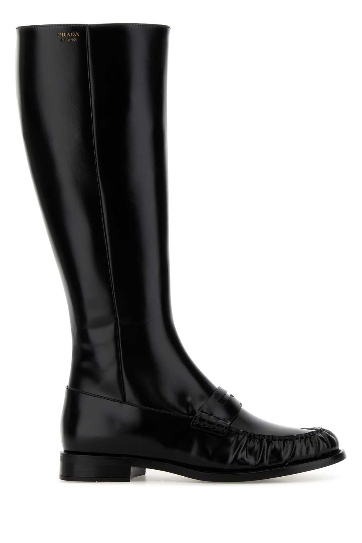 Prada Black Leather Boots Nero Stivali - Women