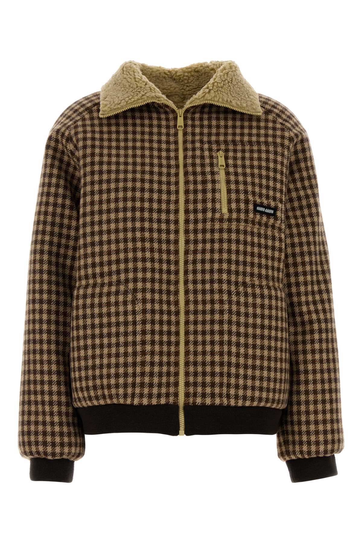 Miu Miu Embroidered Wool Jacket Cammello+cacao Giubbini - Women