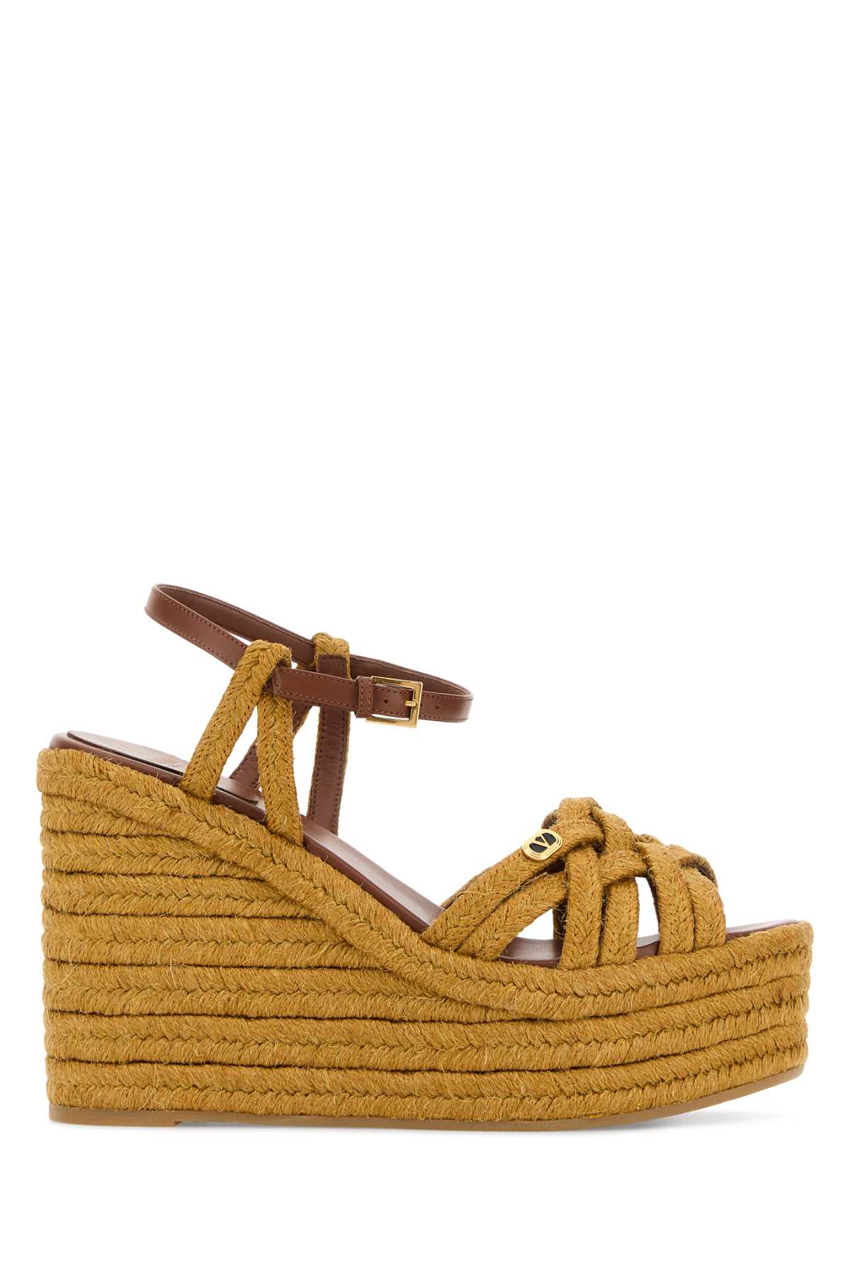 Valentino Garavani Mustard Raffia Vlogo Signature Wedges Senapetobacco Jute Espadrillas – Women