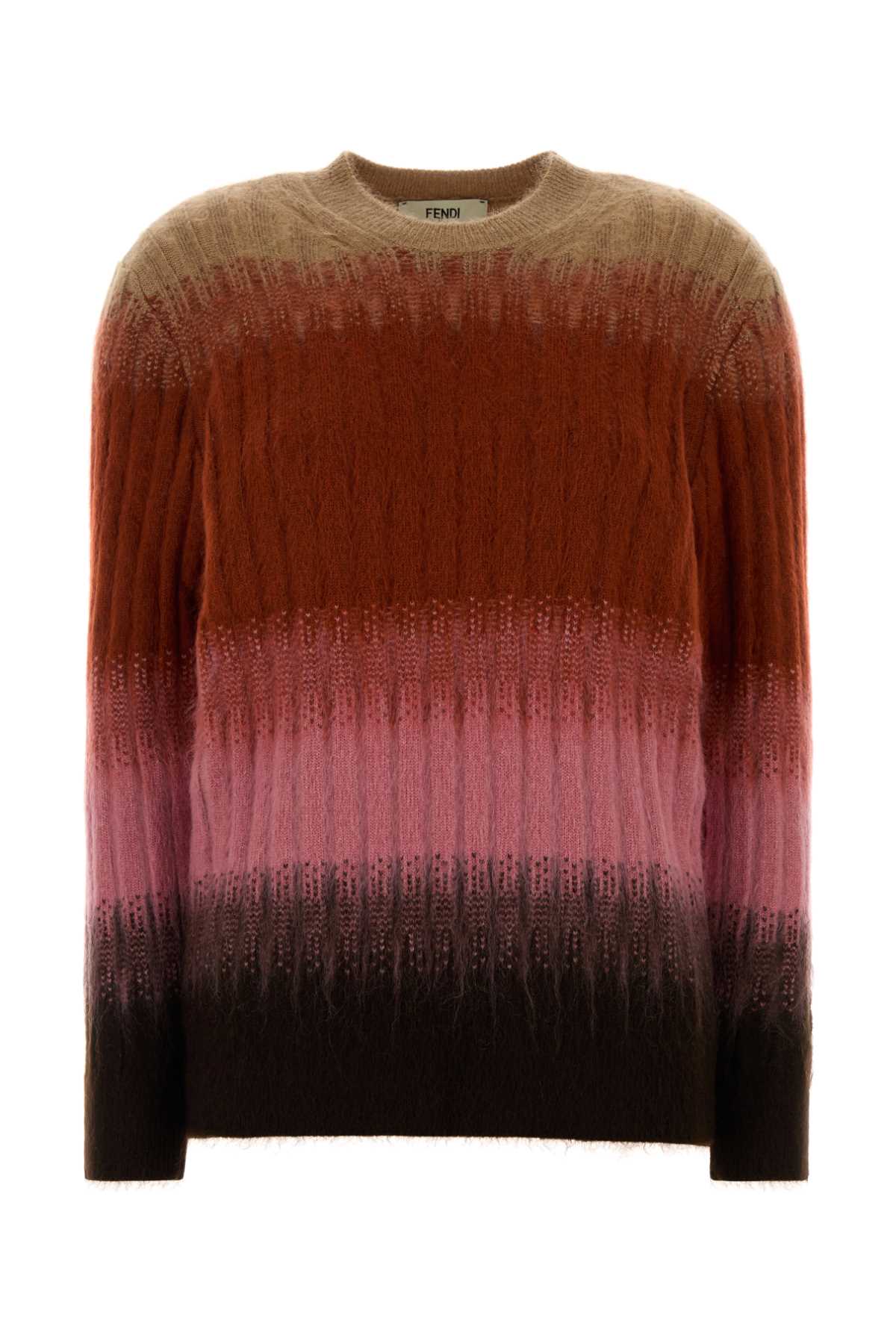 Fendi Multicolor Mohair Blend Sweater Rust+blush Exterior: Nylon Wool Maglieria – Women