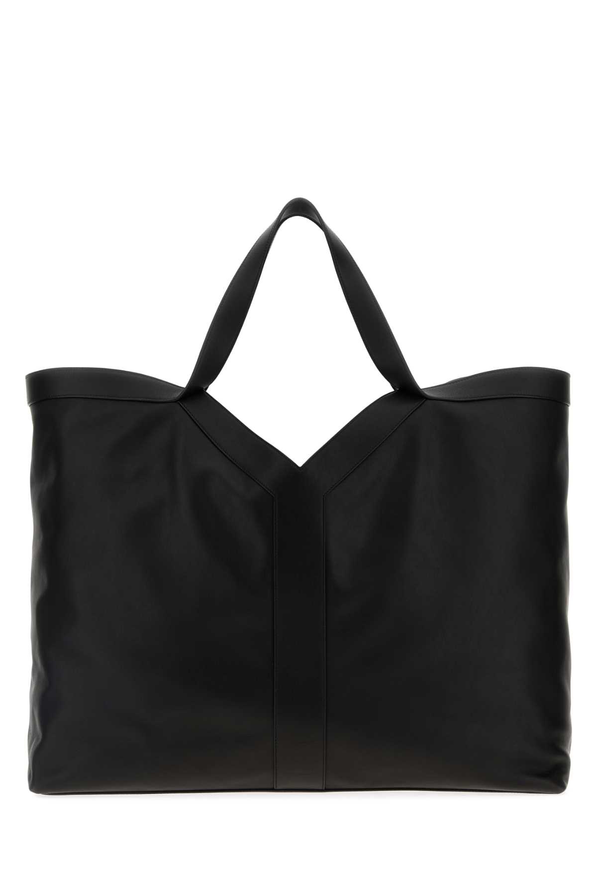 Saint Laurent Black Leather Maxi Shopping Bag Nero Exterior: Calf Lining: Suede Borse A Mano - Men