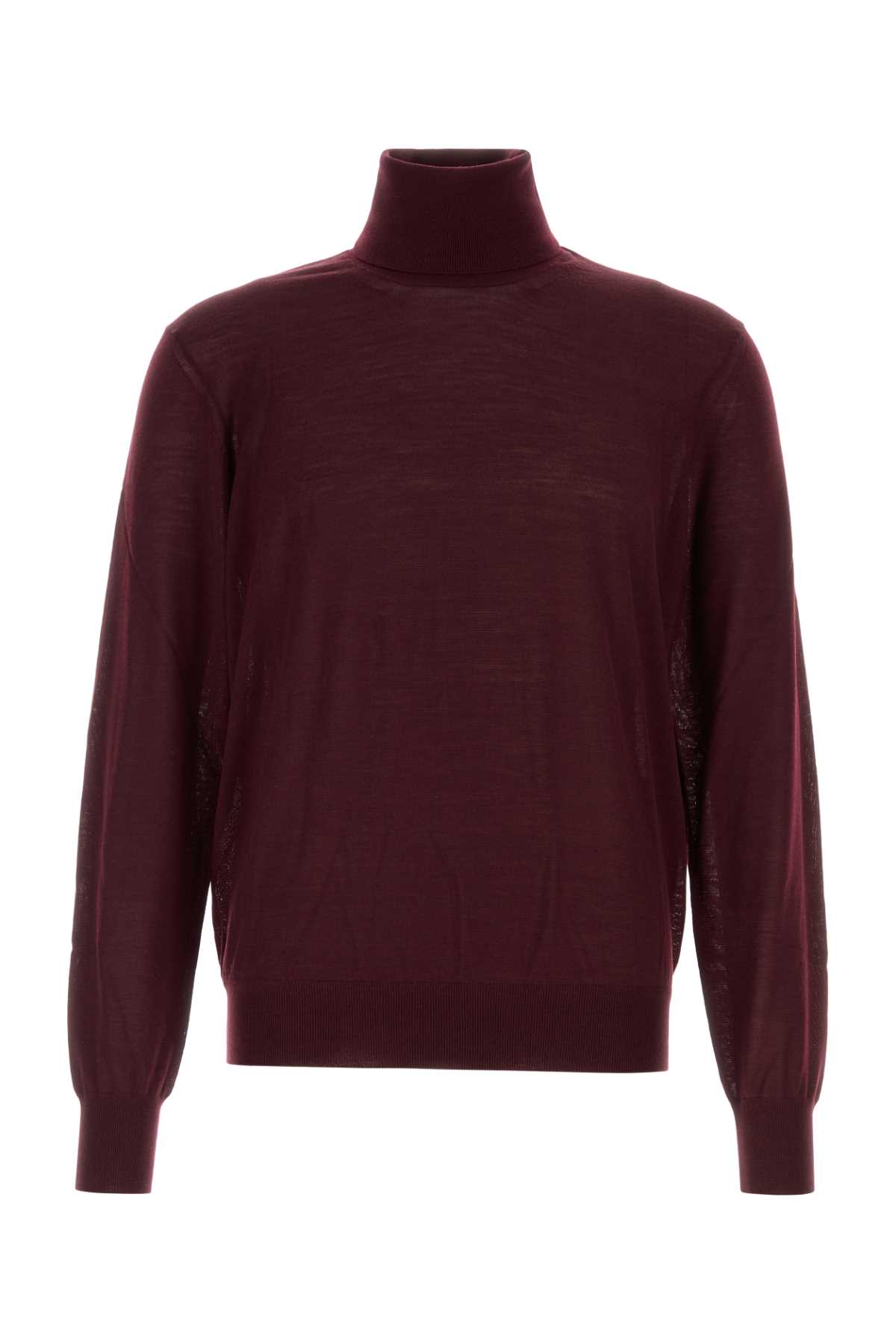 Saint Laurent Aubergine Wool Sweater Bordeaux Exterior: Maglieria – Men