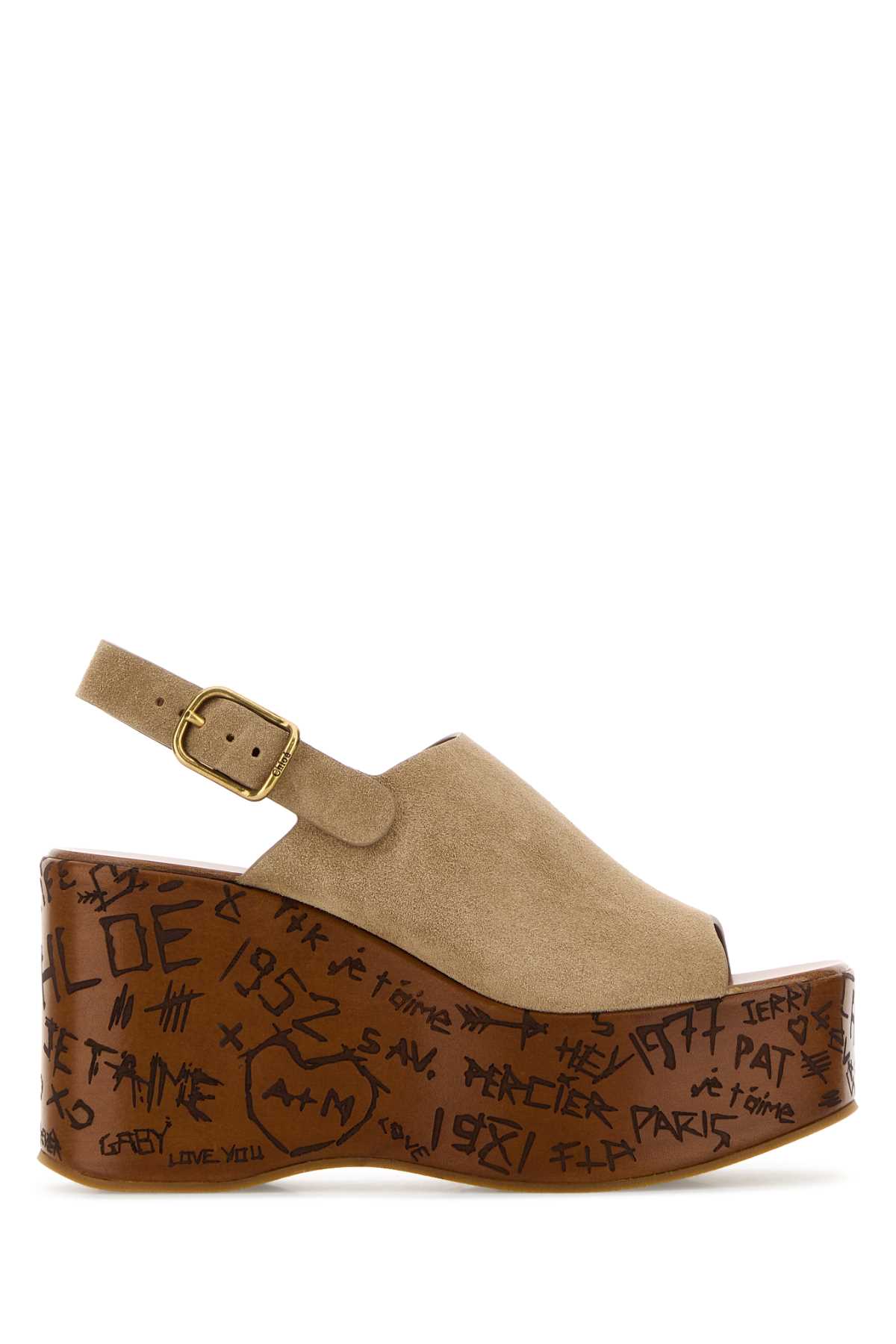 Chloé Beige Suede Maxime Wedges Sandali – Women