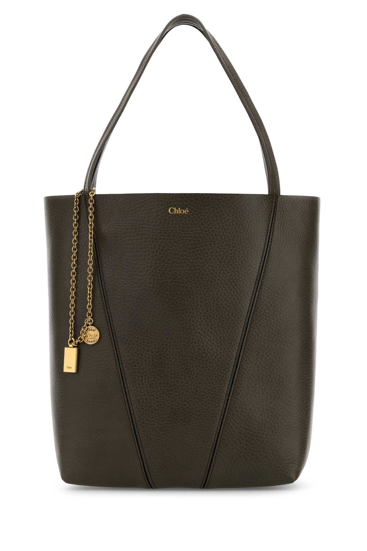 Chloé Mud Leather Spin Shopping Bag Flannelgrey Borse A Mano – Women