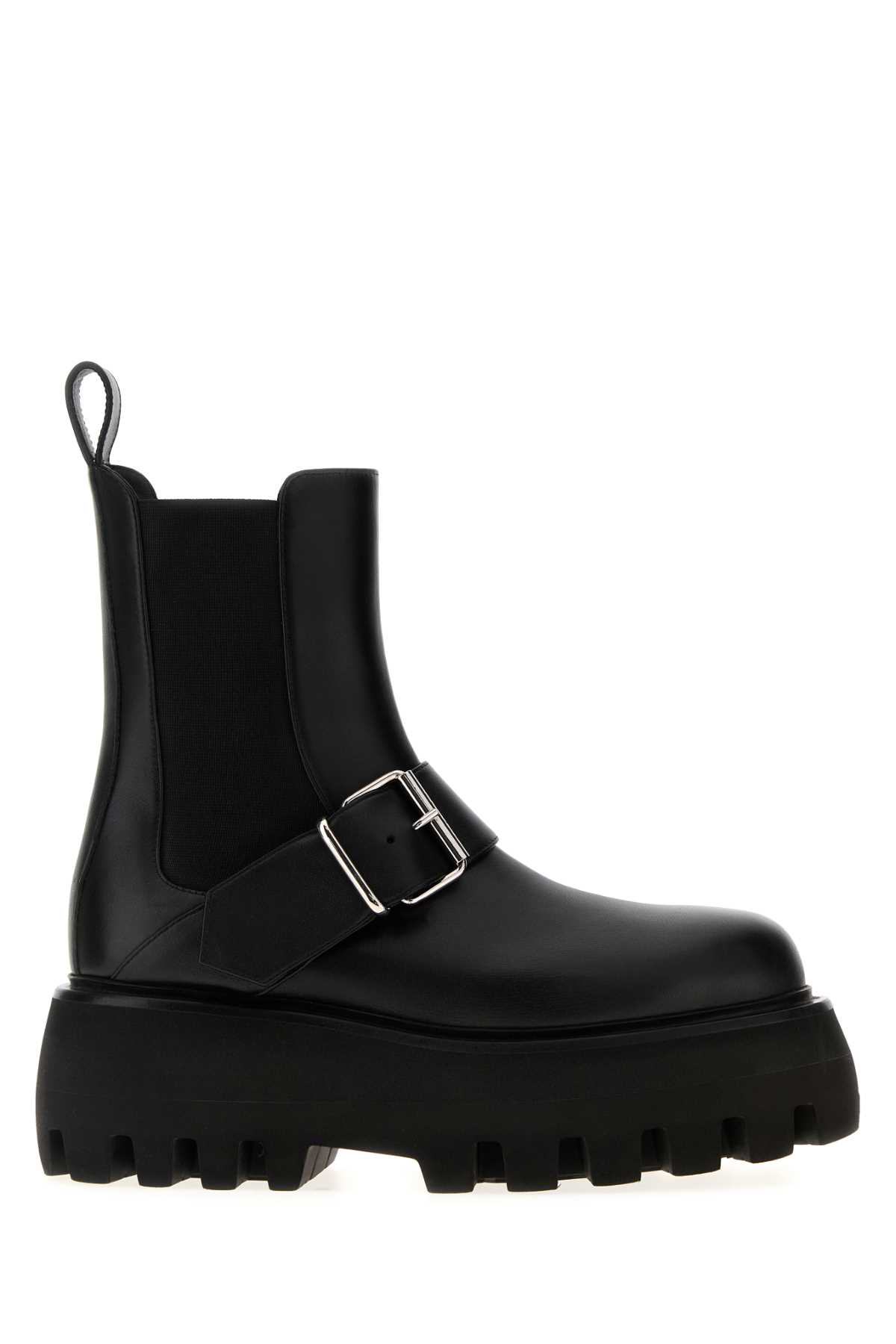 Alexander McQueen Black Leather Sofa Ankle Boots Calf Skin Stivali – Women