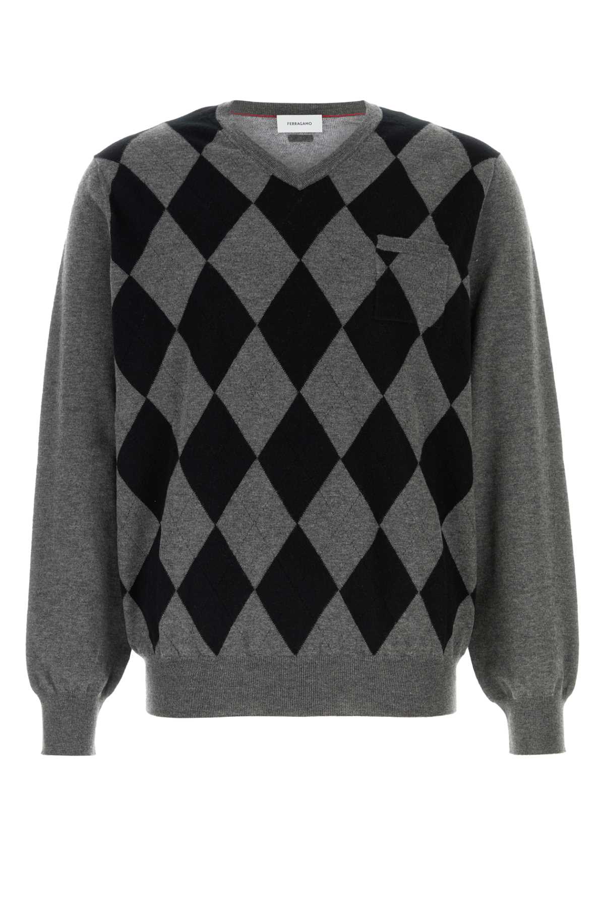 Ferragamo Dark Grey Wool Sweater Charcoalmelblack Exterior: Virgin Maglie – Men
