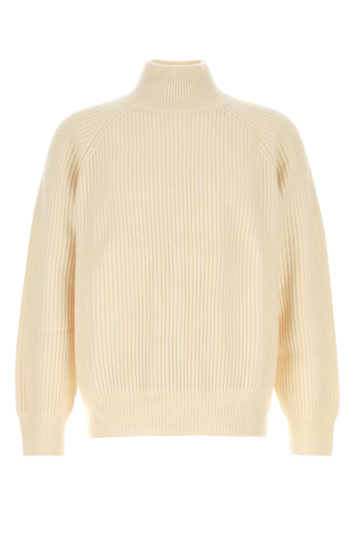 Le Kasha Ivory Cashmere Lette Sweater White Exterior: Organic Maglieria – Men