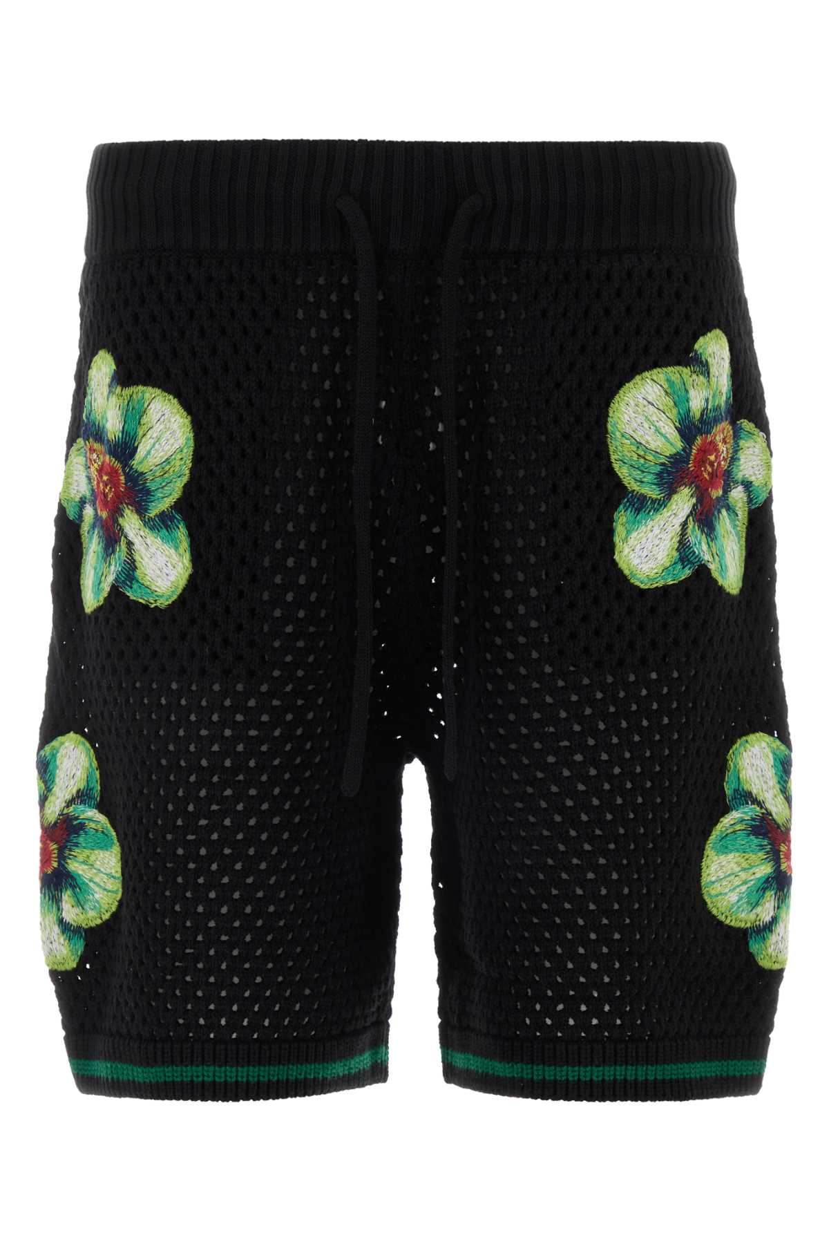 Casablanca Black Crochet Bermuda Shorts Glitchorchid Exterior: Cotton – Men