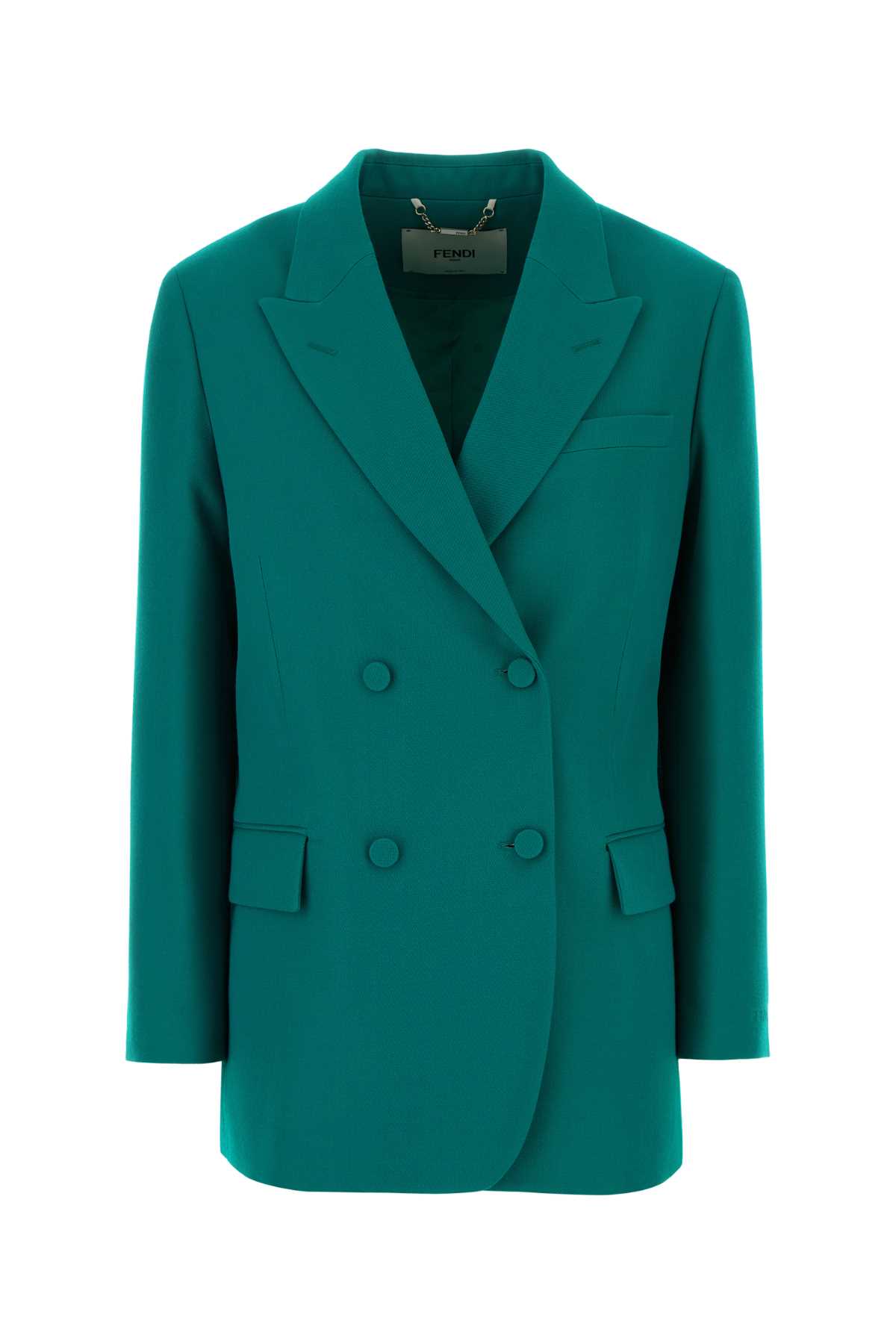 Fendi Turquoise Grain De Poudre Blazer Giada-26 Wv+vi+nr4bott:madreper Giacche E Gilet – Women