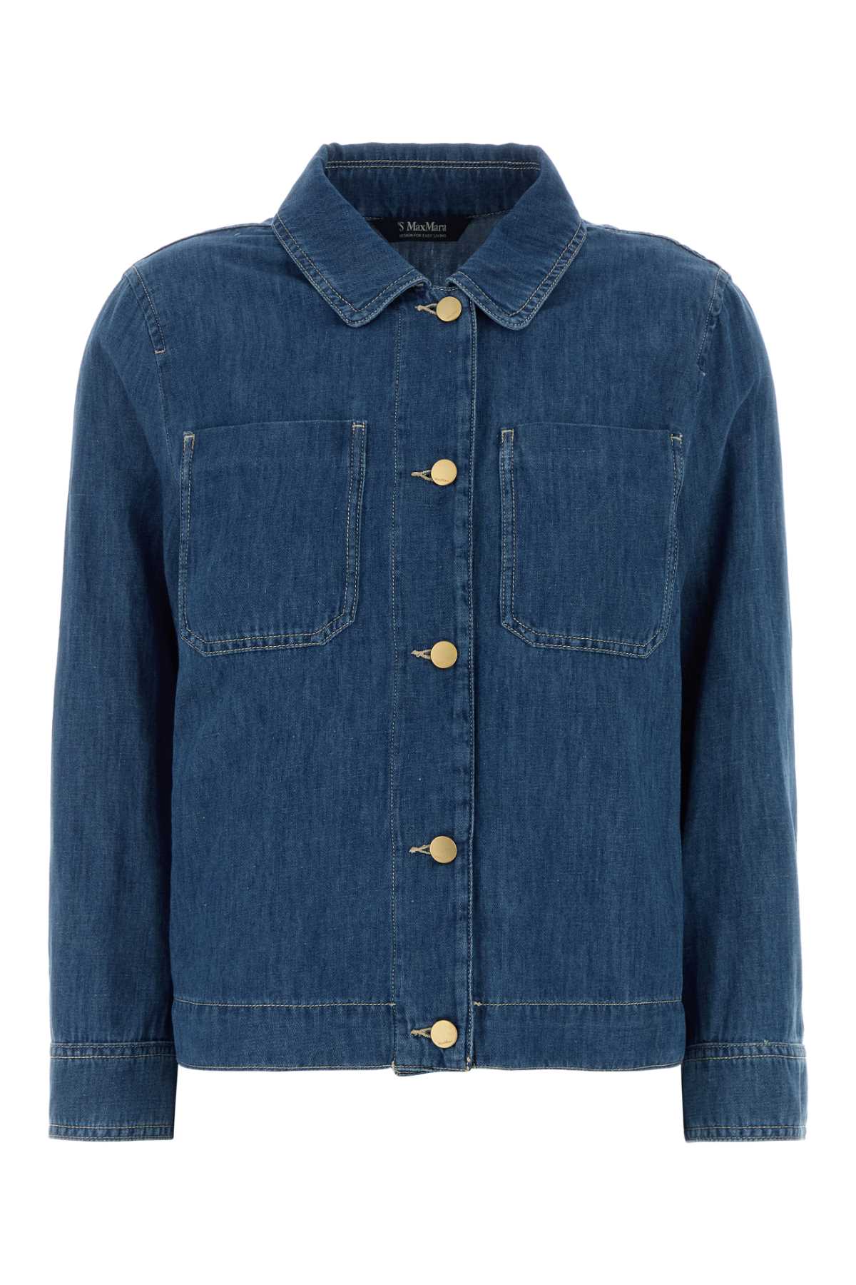 S Maxmara Blue Chambray Galante Shirt Blu Notte Exterior: Cotton Linen Camicie – Women