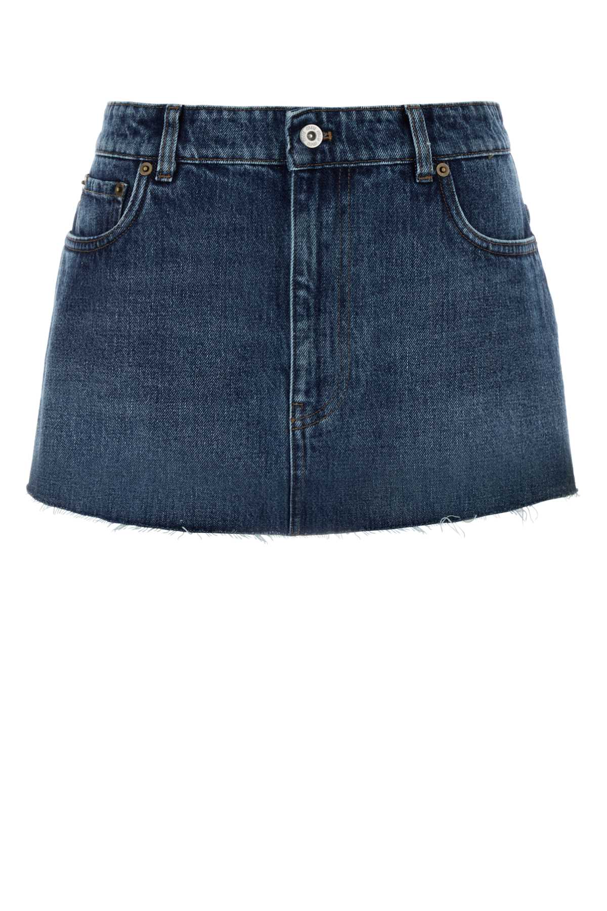 Miu Miu Denim Mini Skirt Bleu Exterior: Cotton Gonne – Women