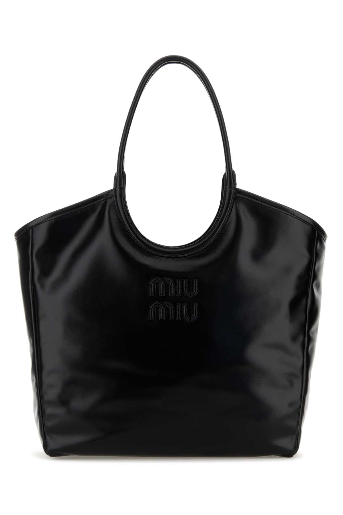 Miu Miu Black Leather Shopping Bag Nero Borse A Mano – Women