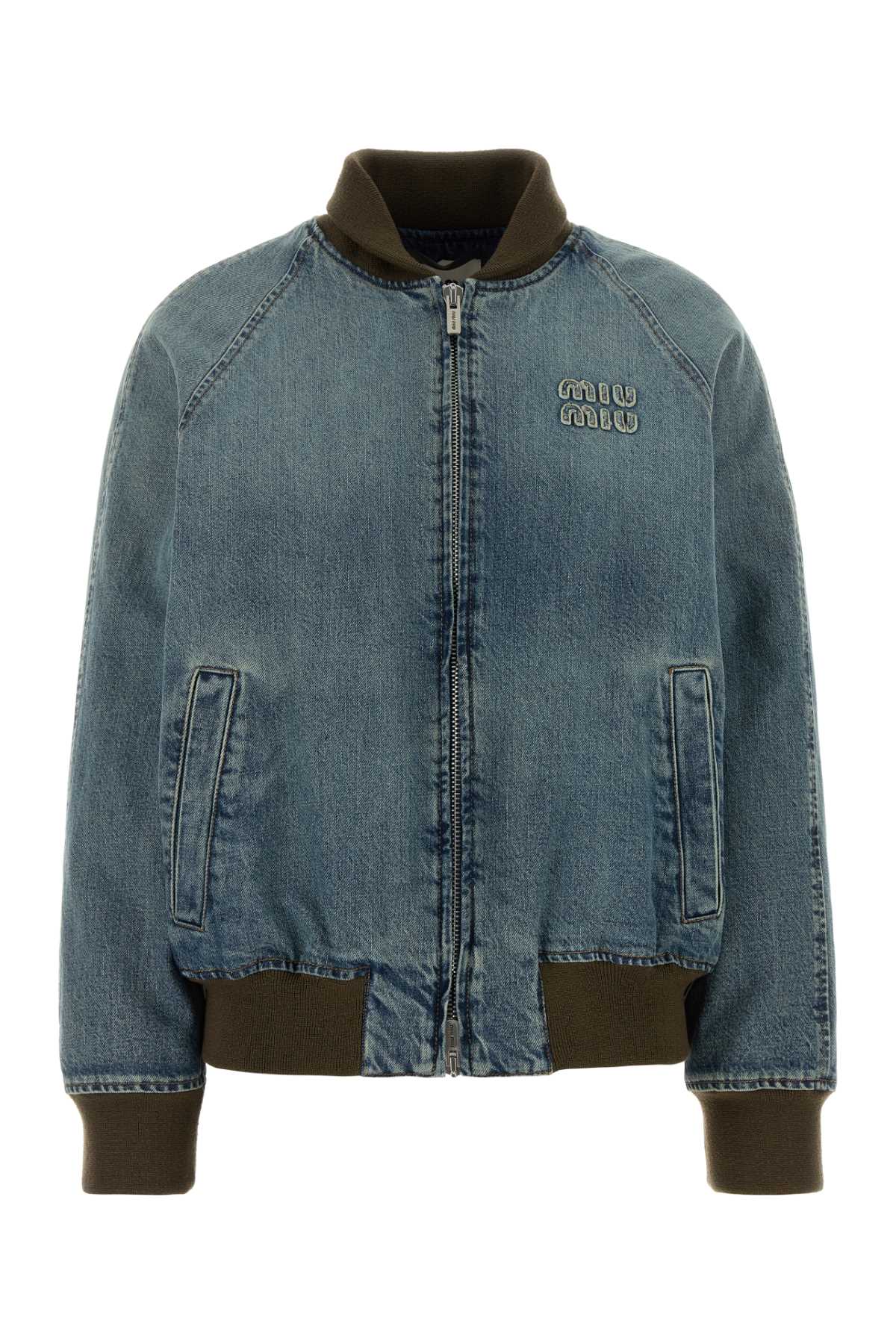 Miu Miu Denim Bomber Jacket Bleu Giubbini – Women