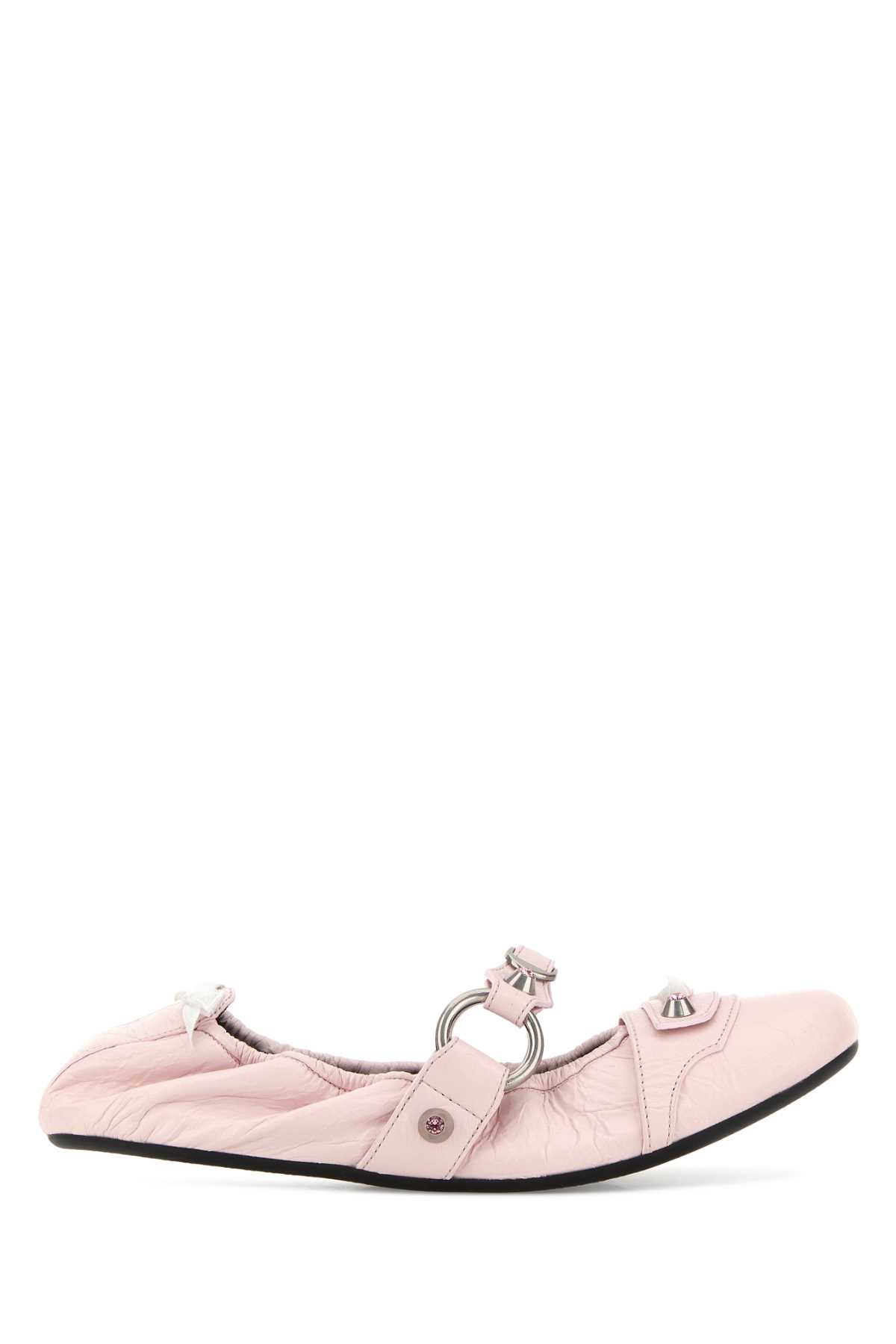 Balenciaga Pink Leather City Ballerinas Petal Pink/white/slv T Domesticated Lamb Le Ballerine – Women