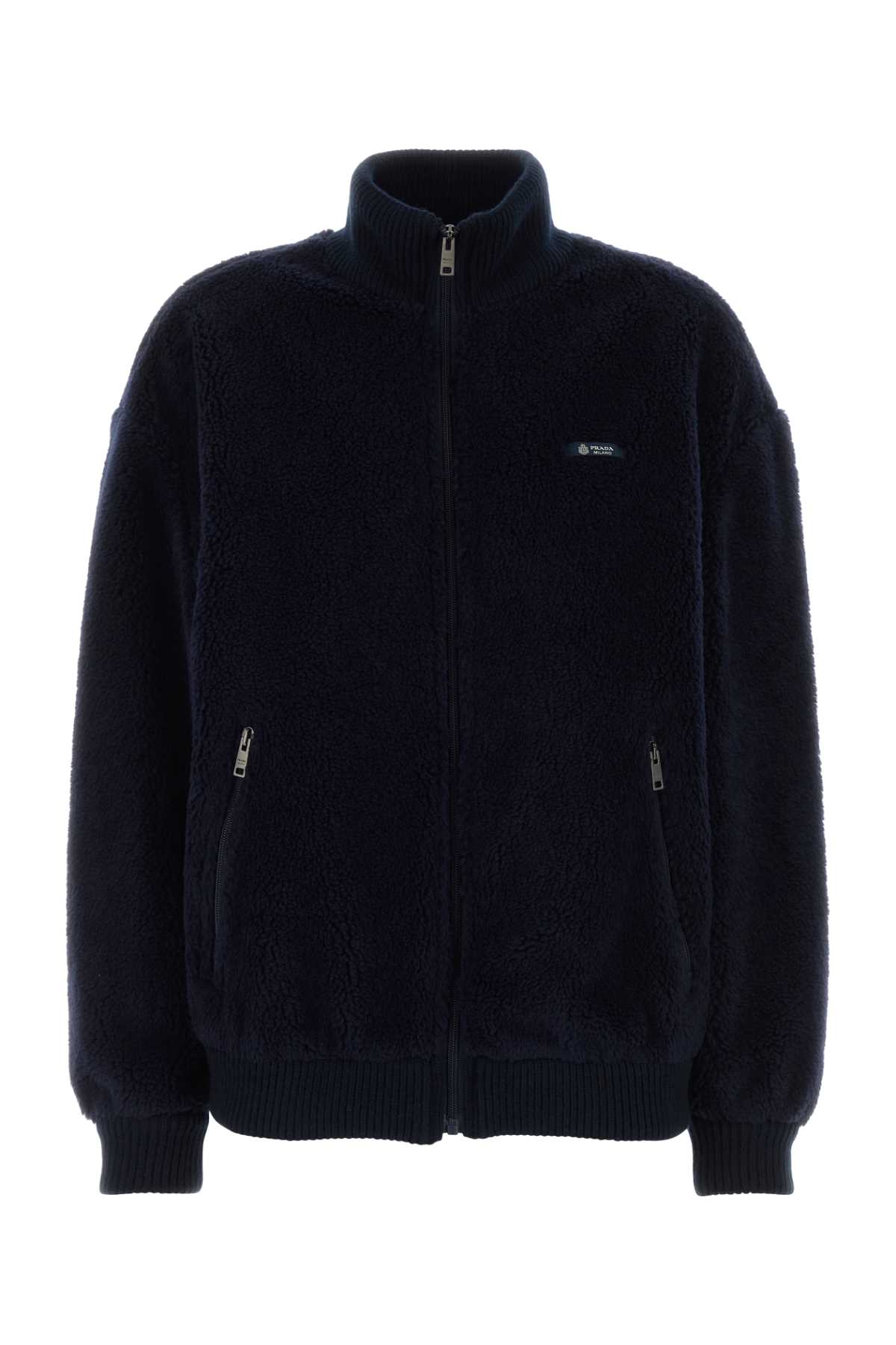 Prada Dark Blue Pile Bomber Jacket Navy Giubbini – Women
