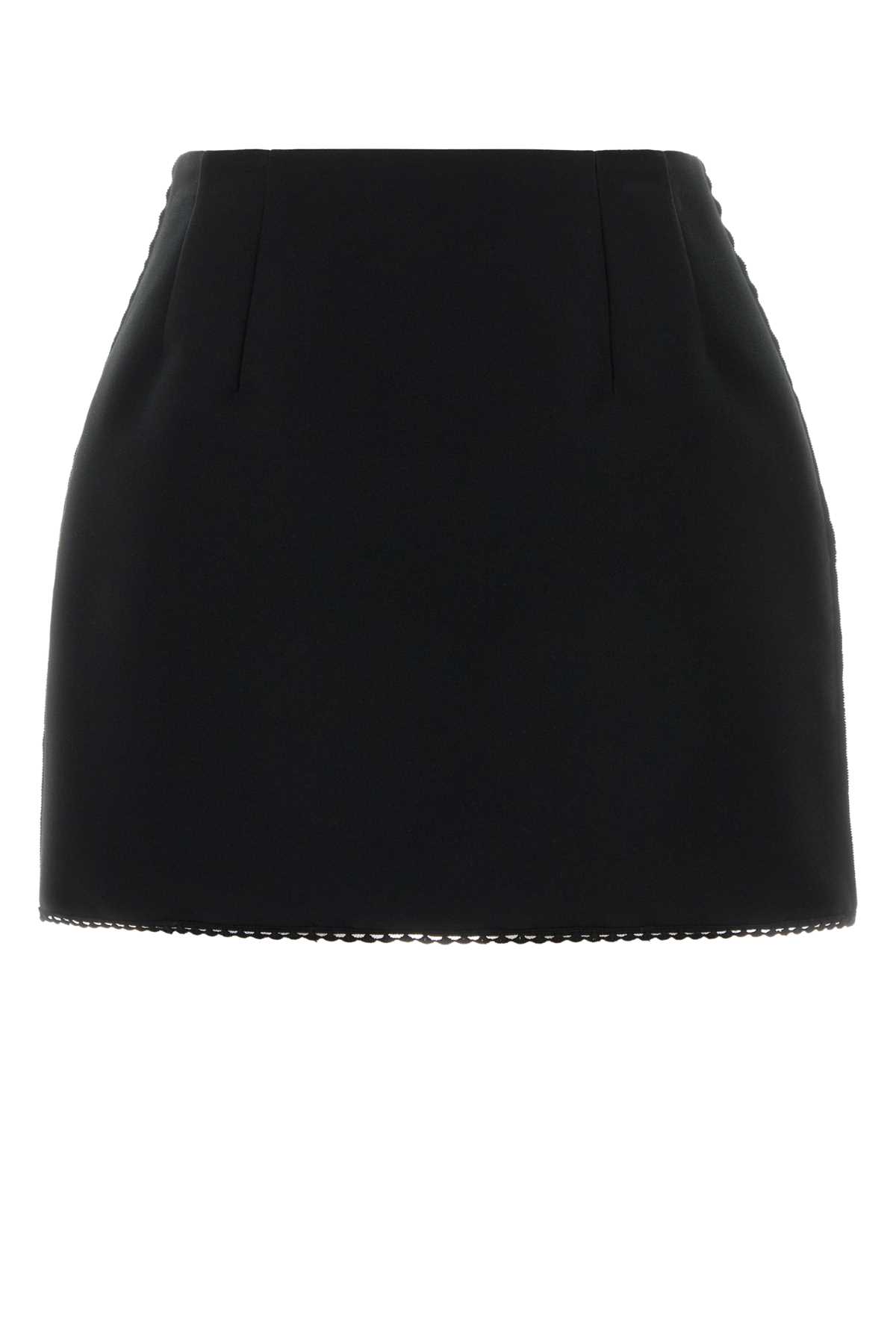 Prada Black Polyester Blend Mini Skirt Nero Exterior: Silk Gonne - Women