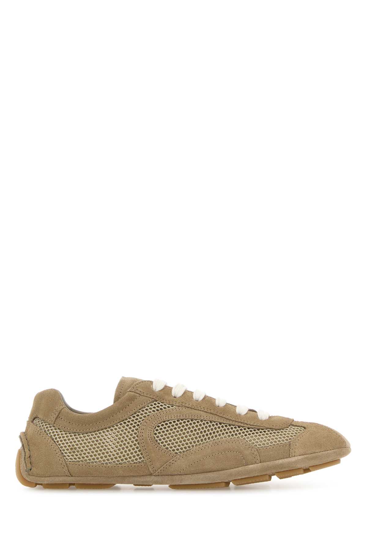 Prada Beige Suede And Mesh Montecarlo Sneakers Deserto - Women