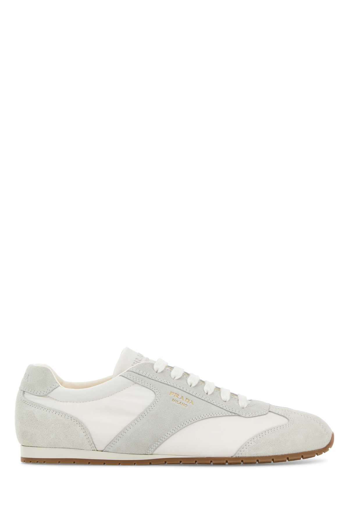 Prada Two-Tone Suede And Fabric Sneakers Bianco - Men