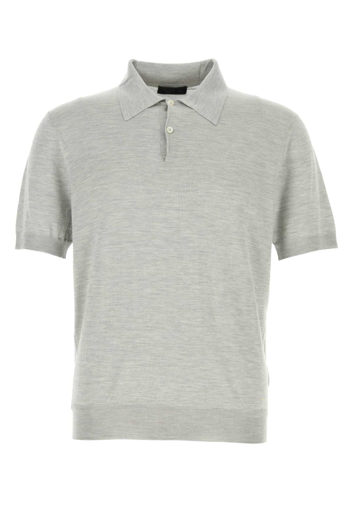 Prada Grey Silk Polo Shirt Talco Exterior: Recycled - Men