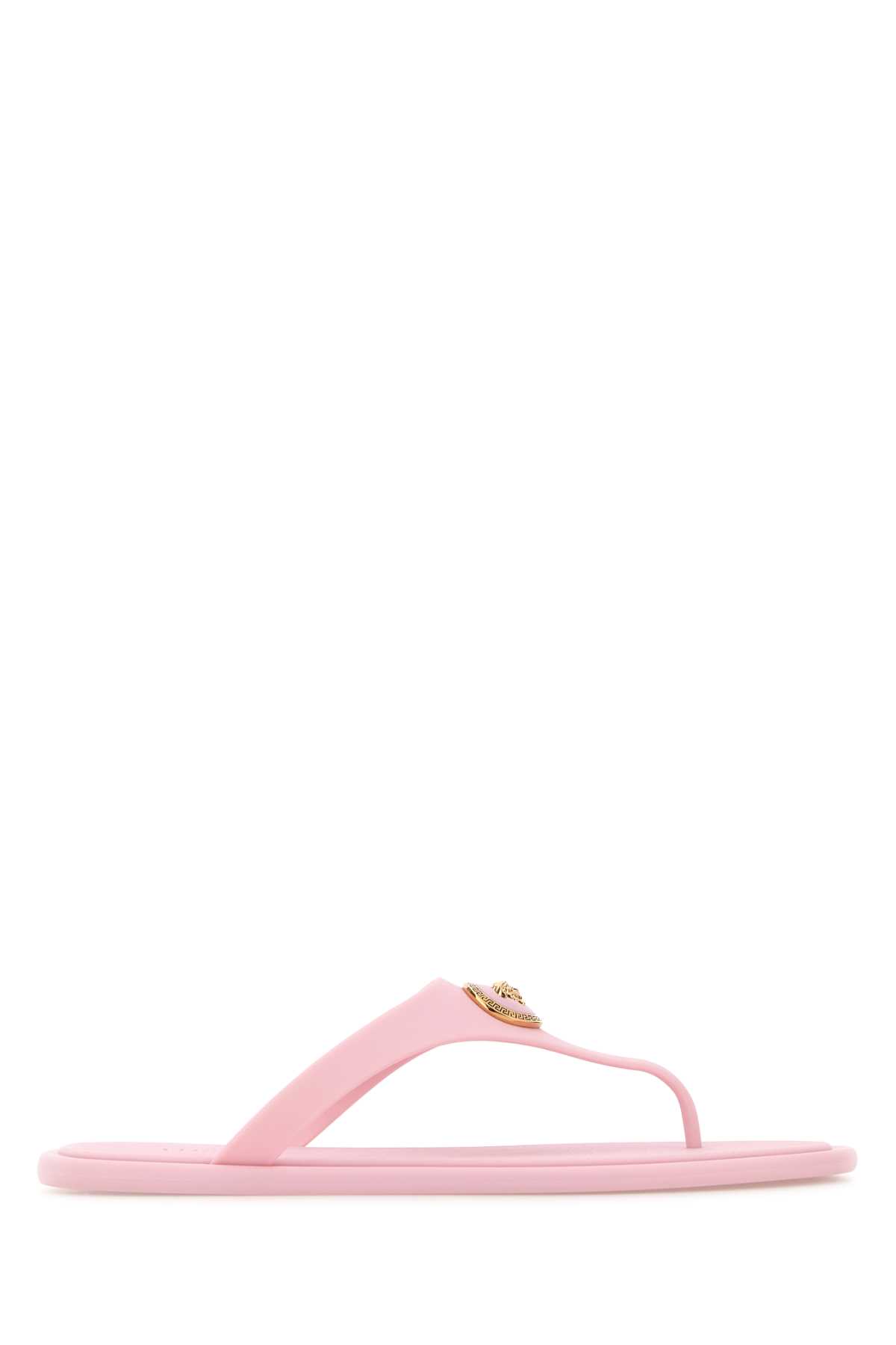 Pink Rubber Thong Slippers 95pastelpinkversacegold – Women