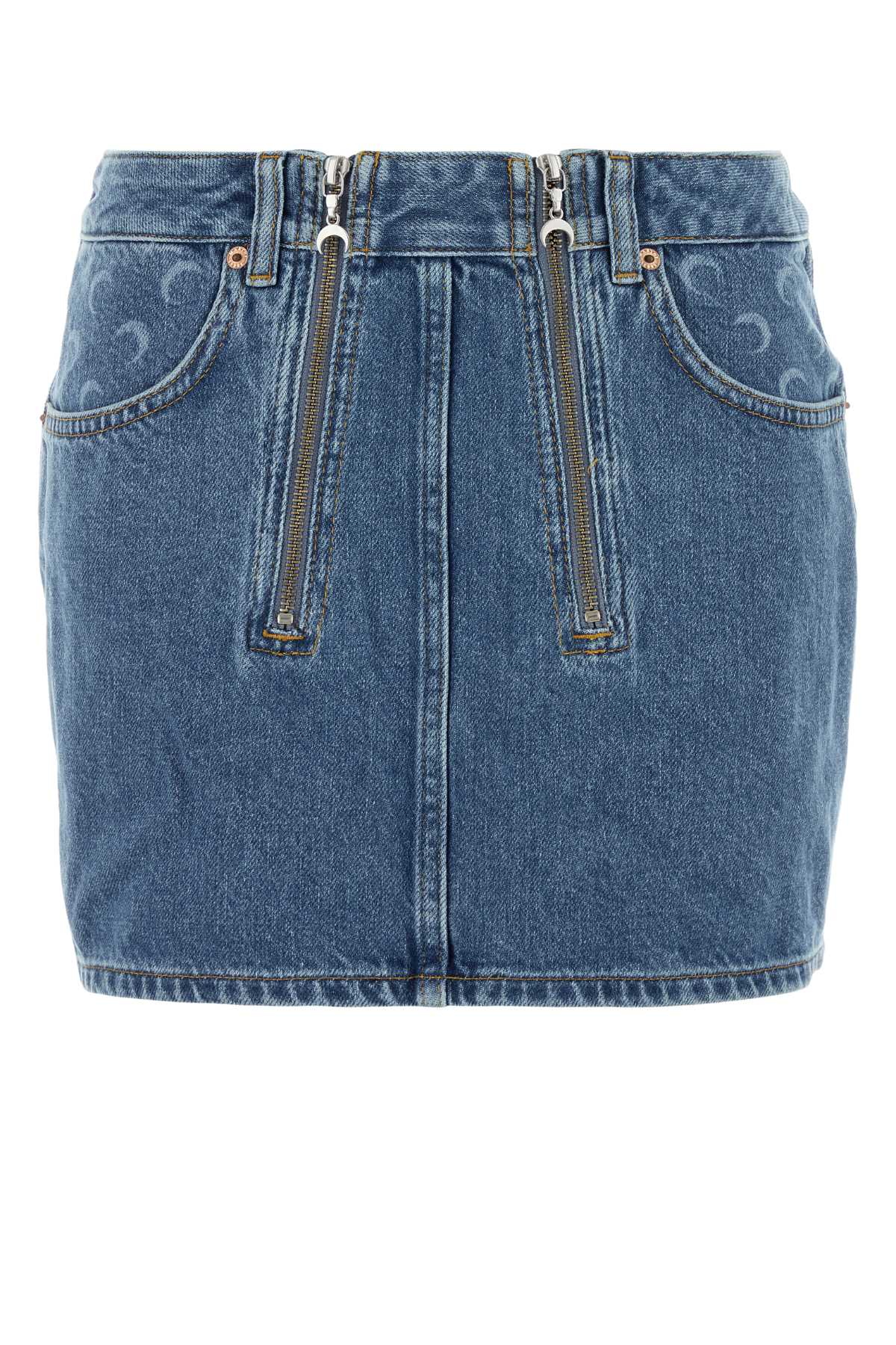 Marine Serre Denim Mini Skirt Bl05lightblue Exterior: Cotton Gonne – Women