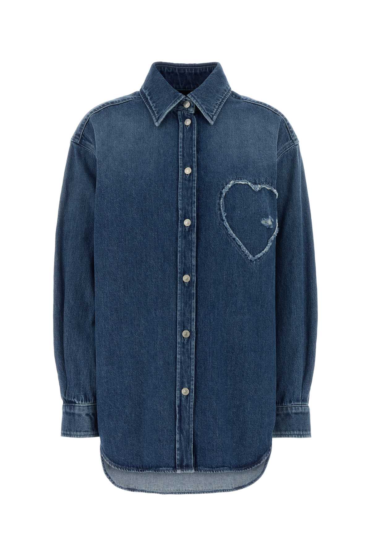 Moschino Denim Shirt Blu Exterior: Cotton Camicie – Women