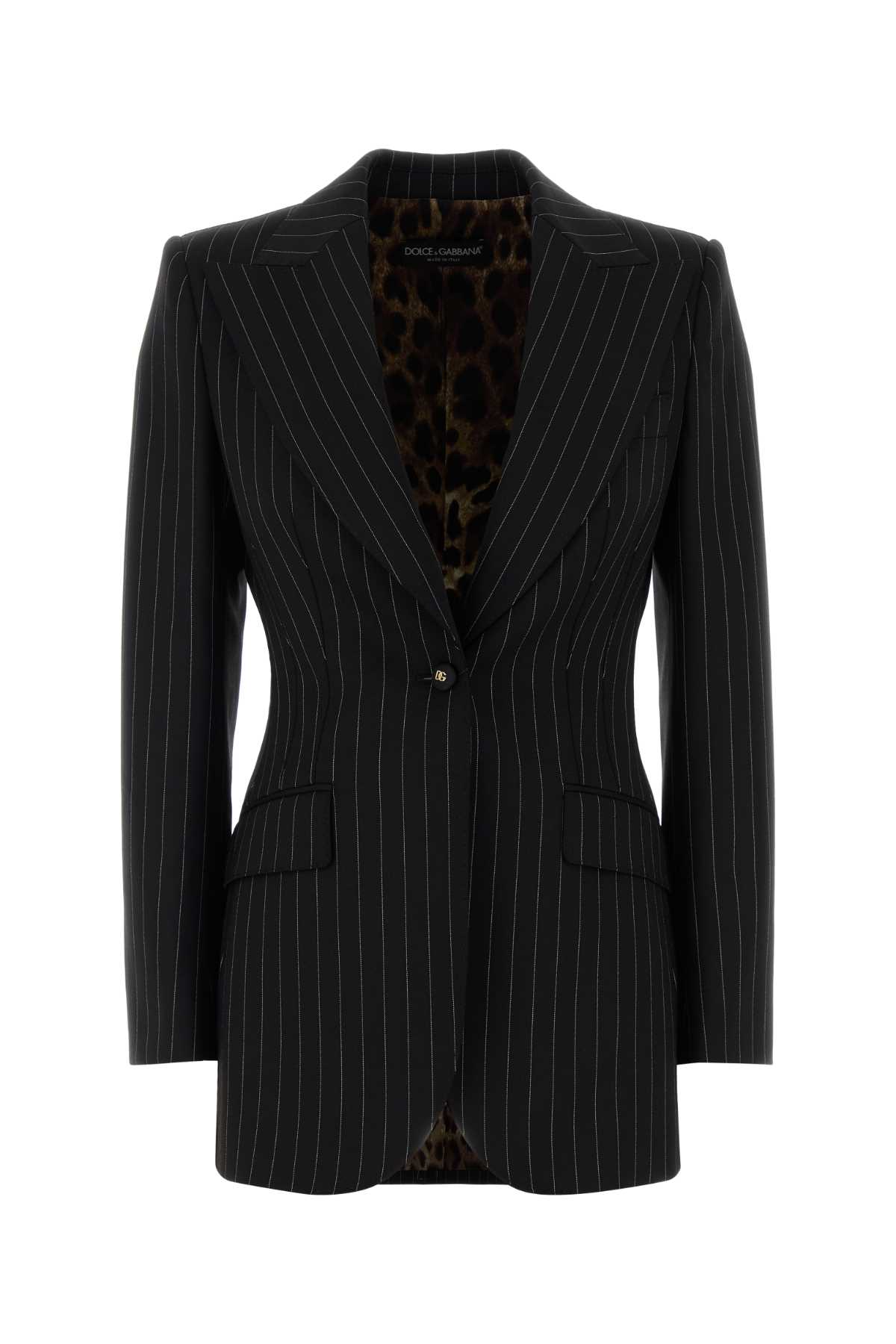 Dolce & Gabbana Embroidered Stretch Wool Blazer Rigato Ea Wv Giacche E Gilet – Women