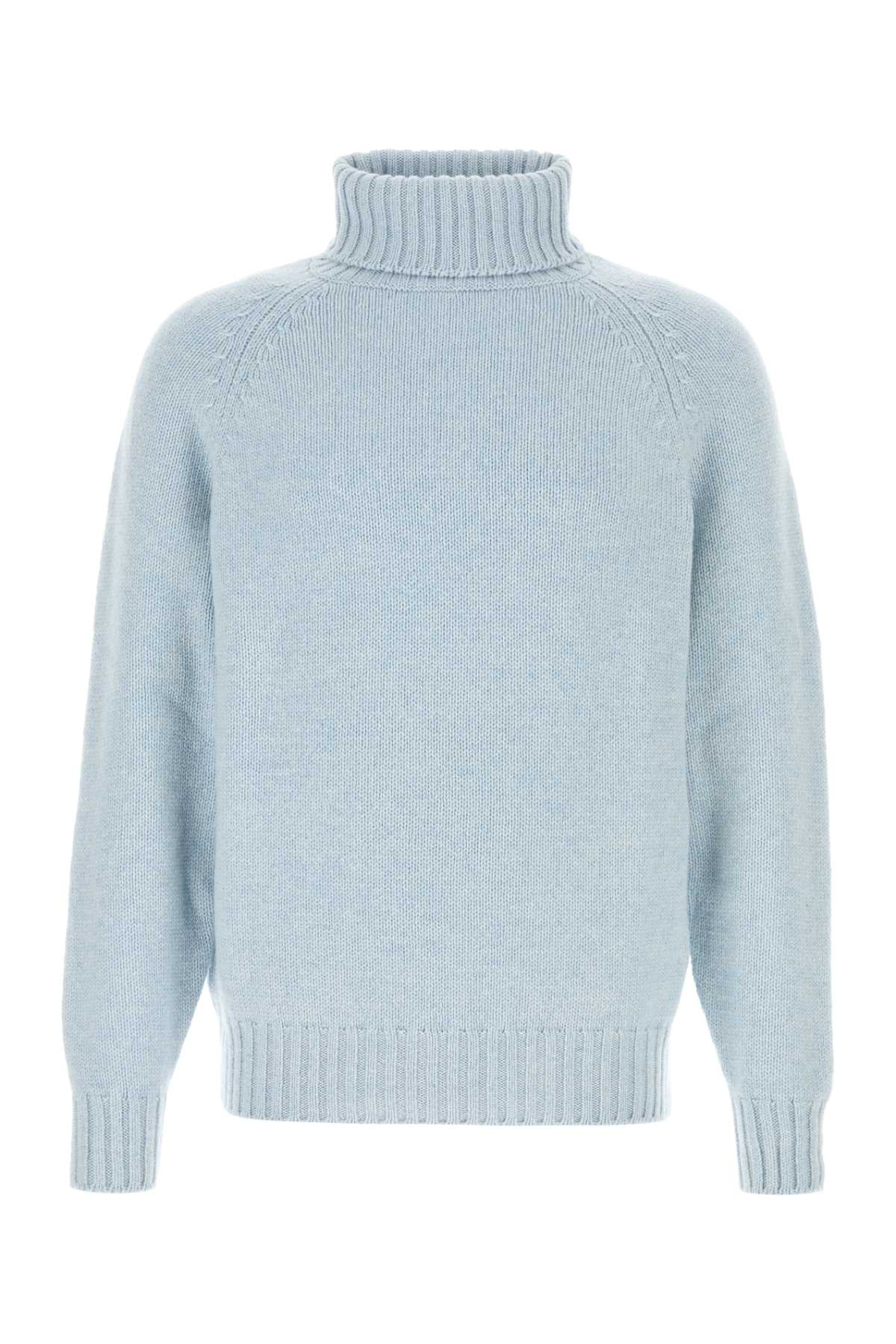 Umit Benan Light-Blue Cashmere Sweater Lightblue Exterior: Maglie – Men