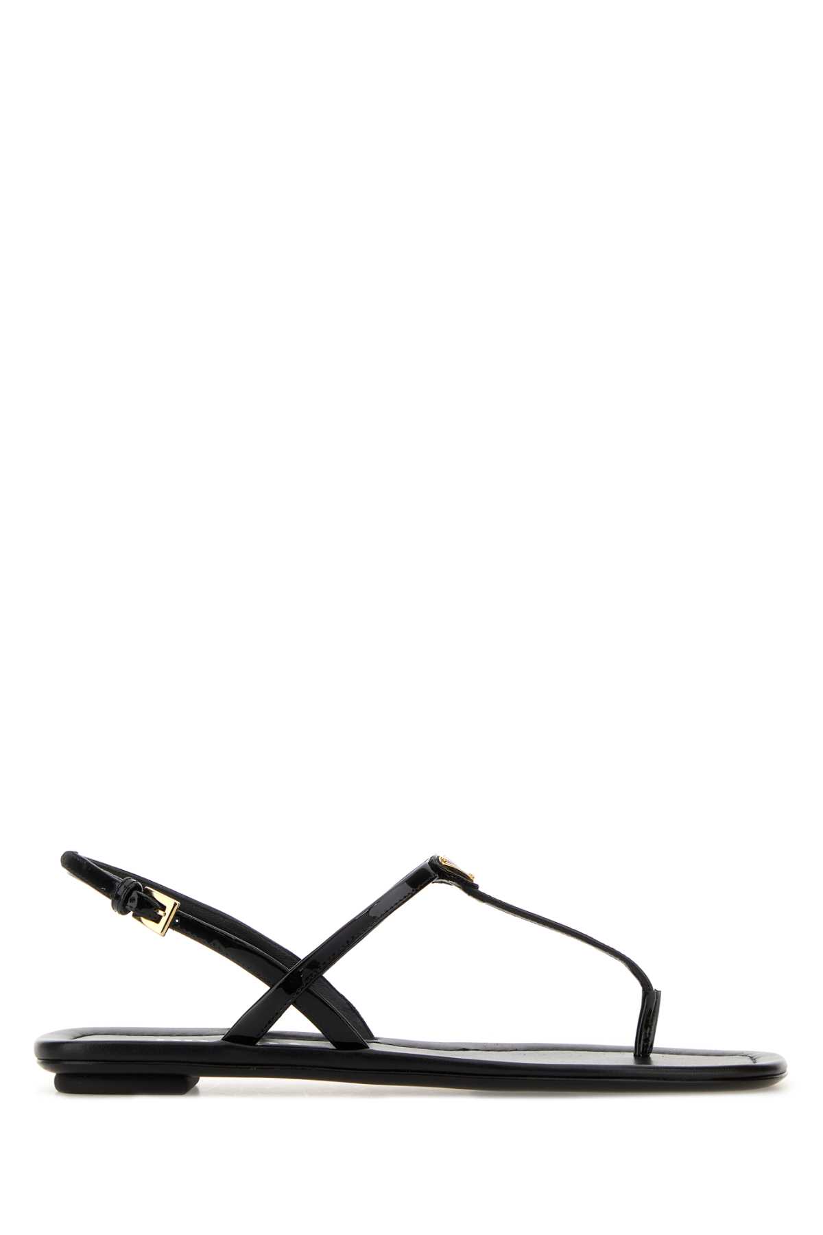 Prada Black Leather Thong Sandals Nero Slippers - Women