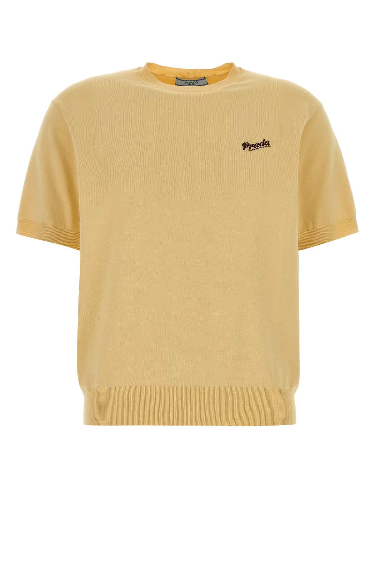 Prada Yellow Knit T-Shirt Crema+amaranto Exterior: Recycled Silk Nylon - Women
