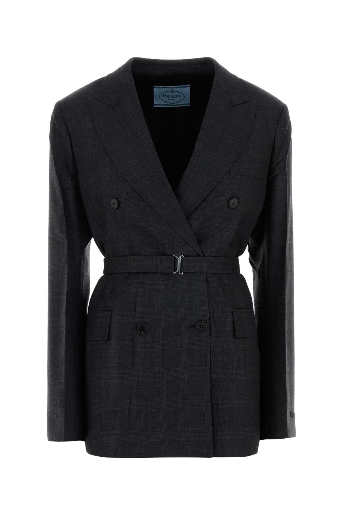 Prada Embroidered Wool Blazer Antracite Giacche E Gilet – Women