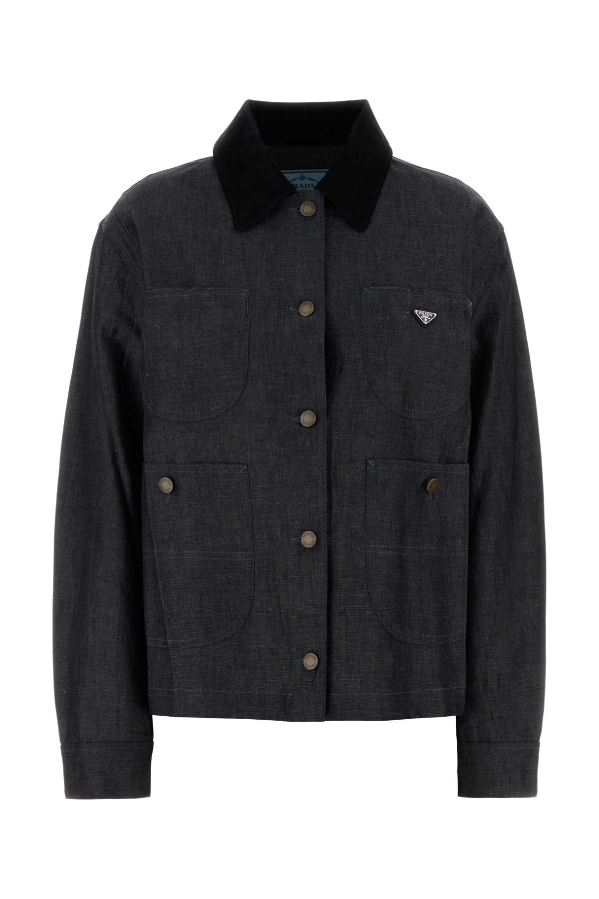 Prada Denim Shirt Bleu Exterior: Cotton Linen Camicie – Women