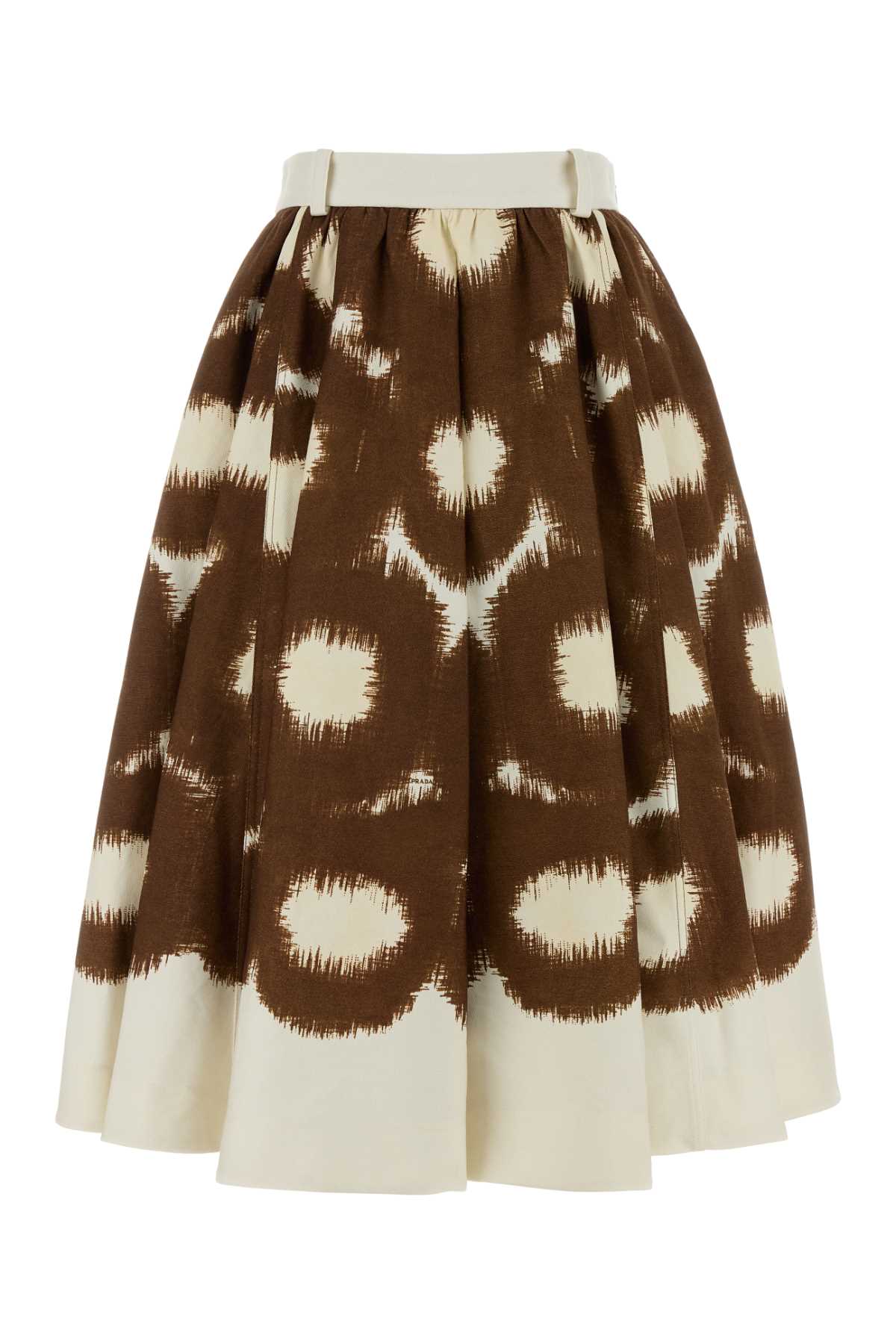 Prada Printed Cotton Skirt Tabacco Exterior: Gonne – Women