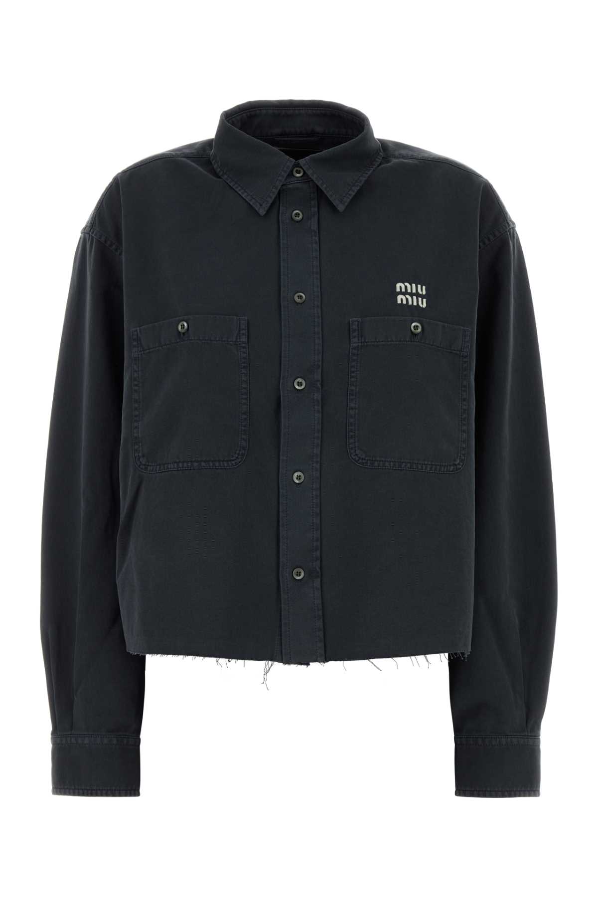 Miu Miu Dark Grey Denim Shirt Fumo Exterior: Cotton Camicie – Women