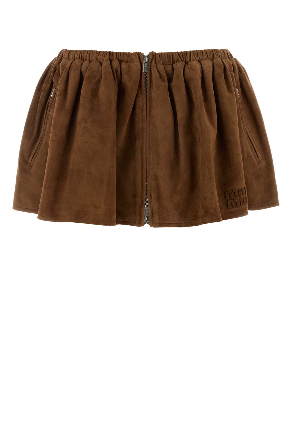 Miu Miu Camel Suede Mini Skirt Brandy Gonne – Women