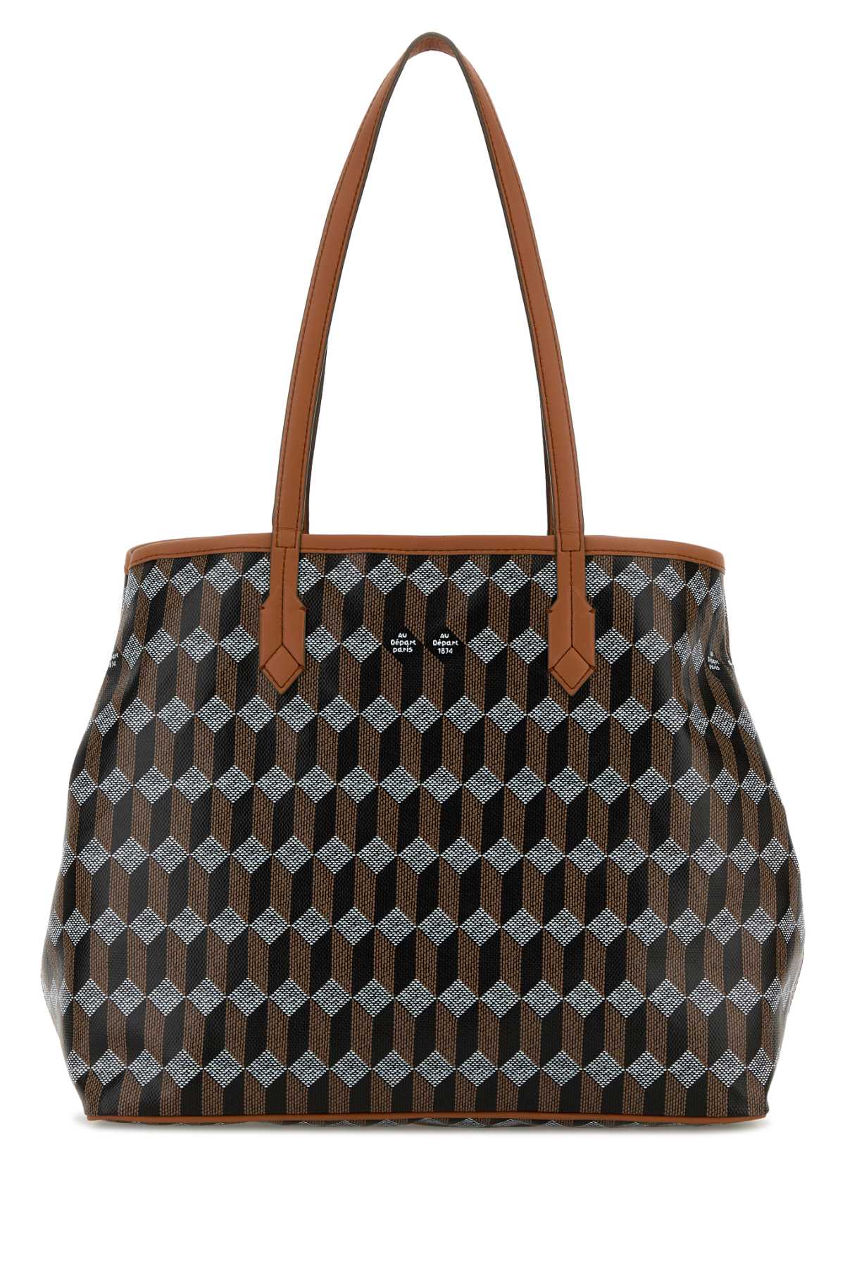 Au Depart Printed Canvas Tote No.47 Shopping Bag Cognacnoir Borse A Mano – Women