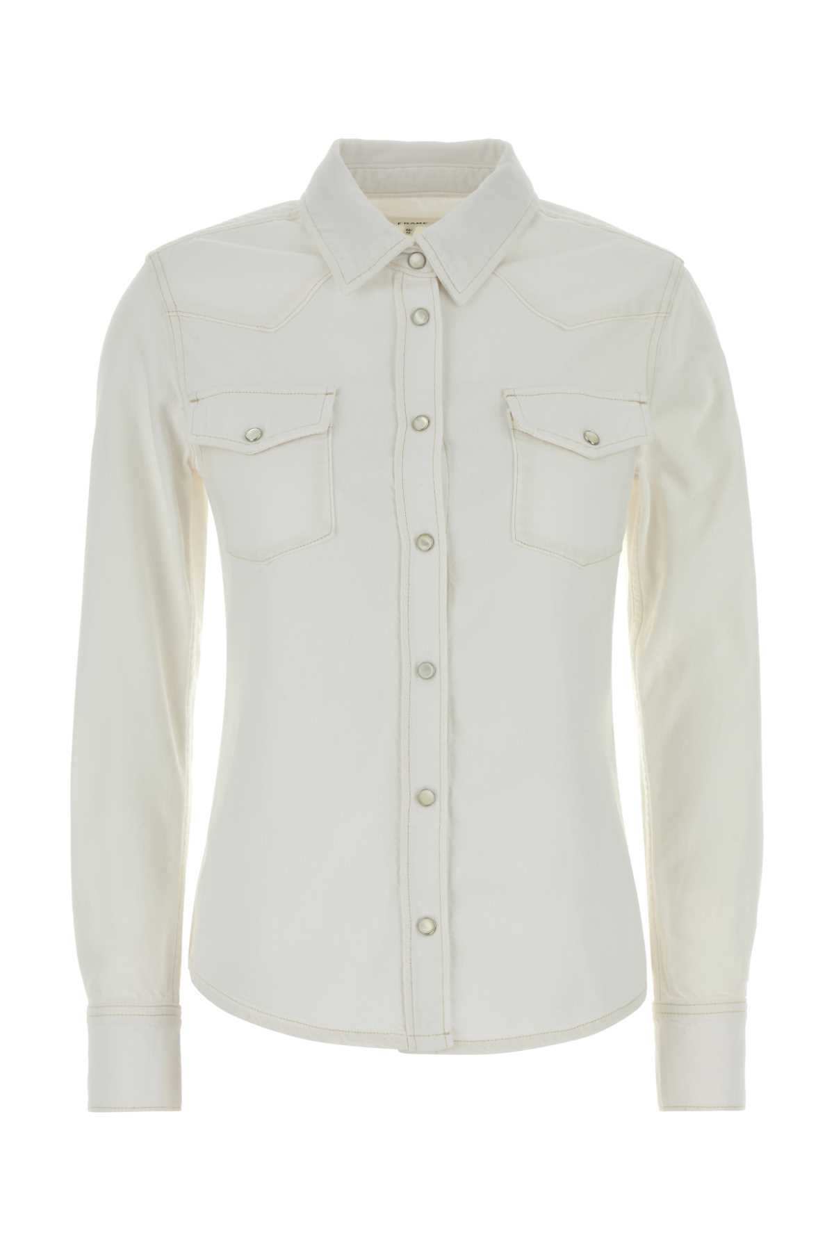 Frame White Denim Shirt Aunaturalclean Exterior: Cotton Lyocell Camicie – Women