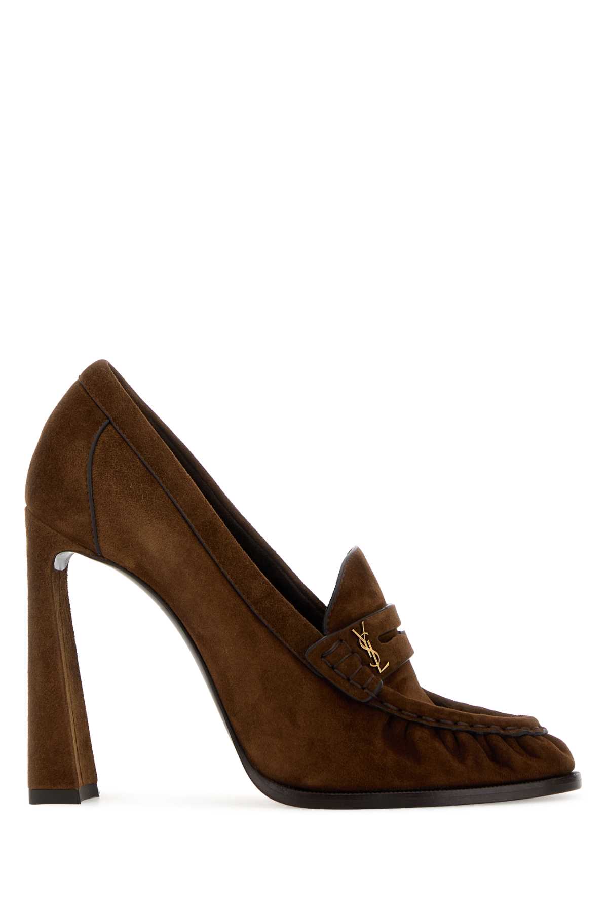 Saint Laurent Brown Suede Le Loafers Pumps Darkhavana Scarpe Con Tacco – Women