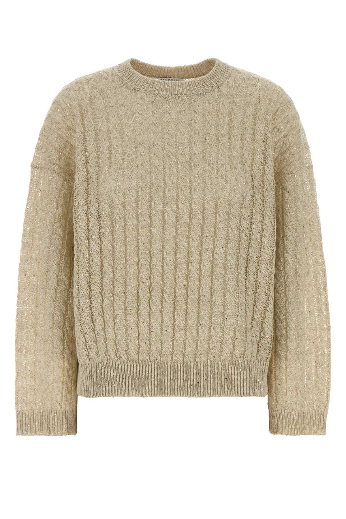 Brunello Cucinelli Sand Linen Blend Sweater C8925 Exterior: Nylon Maglieria – Women