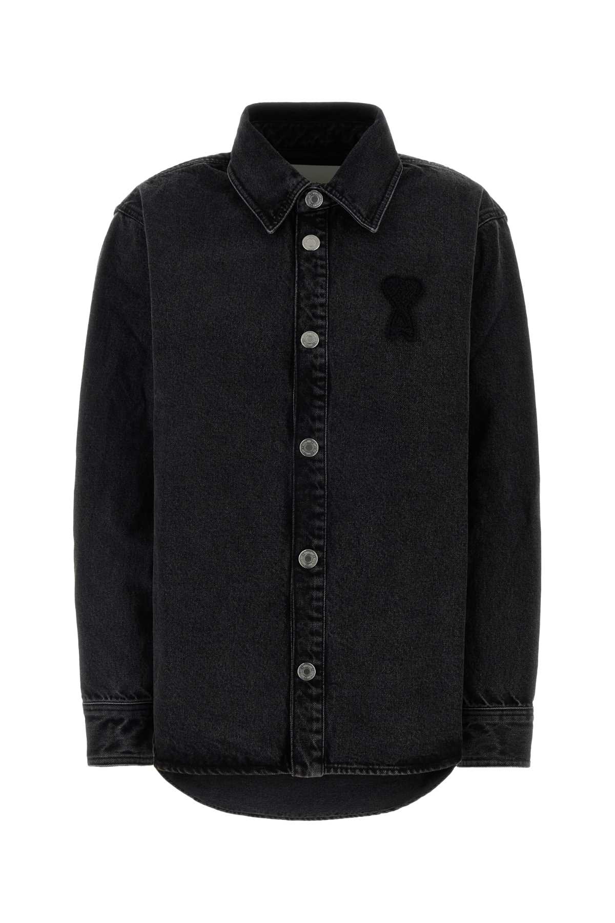 AMI Paris Black Denim Oversize Shirt Noirused Exterior: Cotton Giubbini – Women