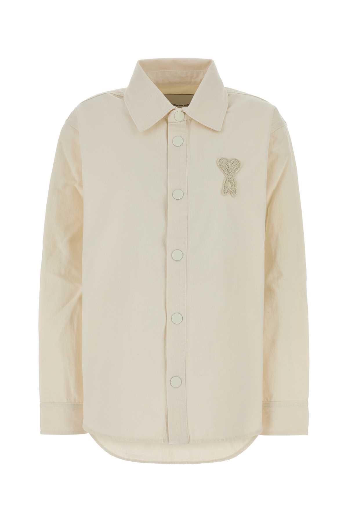 AMI Paris Ivory Denim Oversize Shirt Blanccreme Exterior: Cotton Camicie – Women