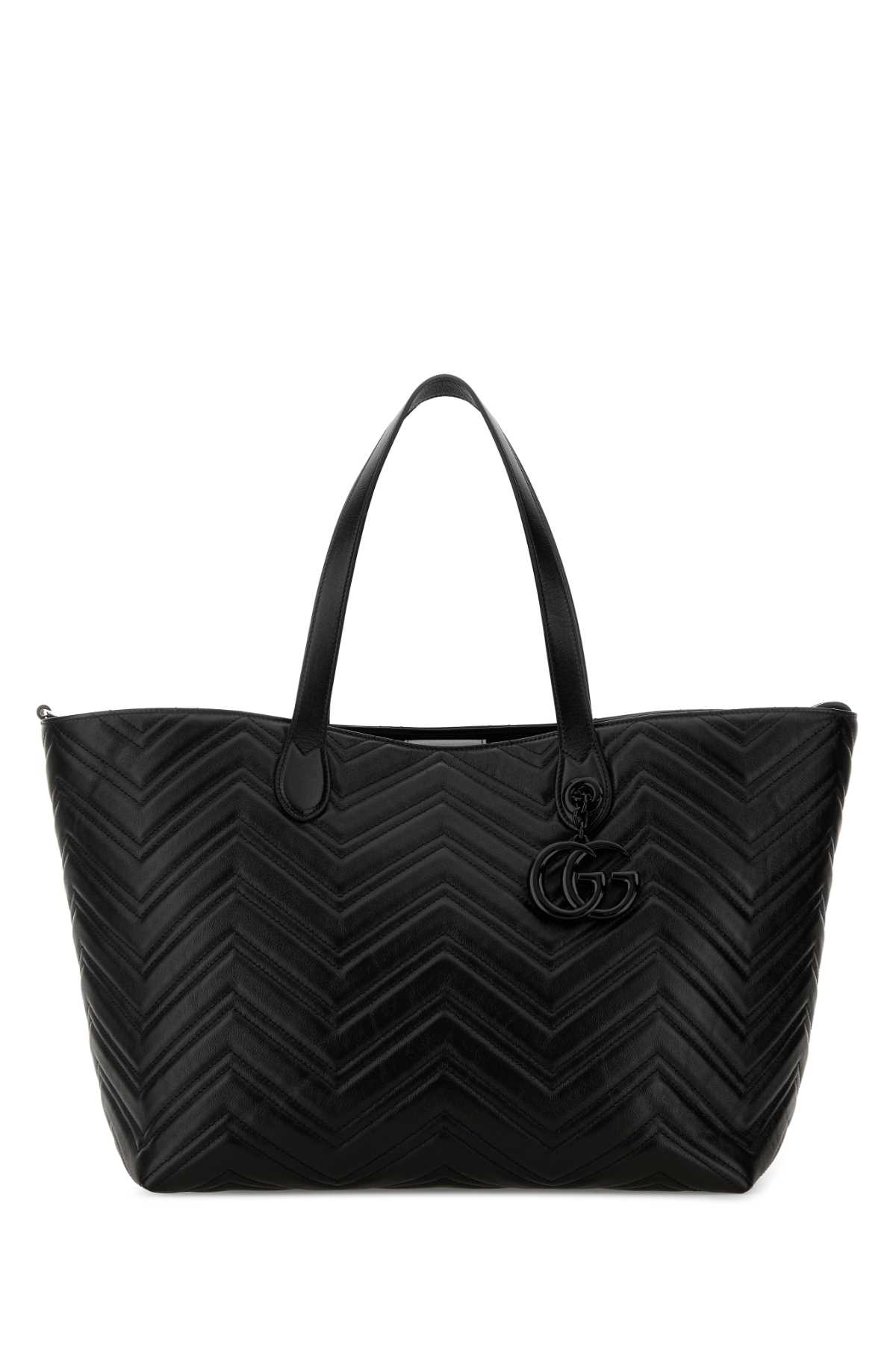 Gucci Black Leather Large Gg Marmont Shopping Bag Blackblackblack Borse A Mano – Women
